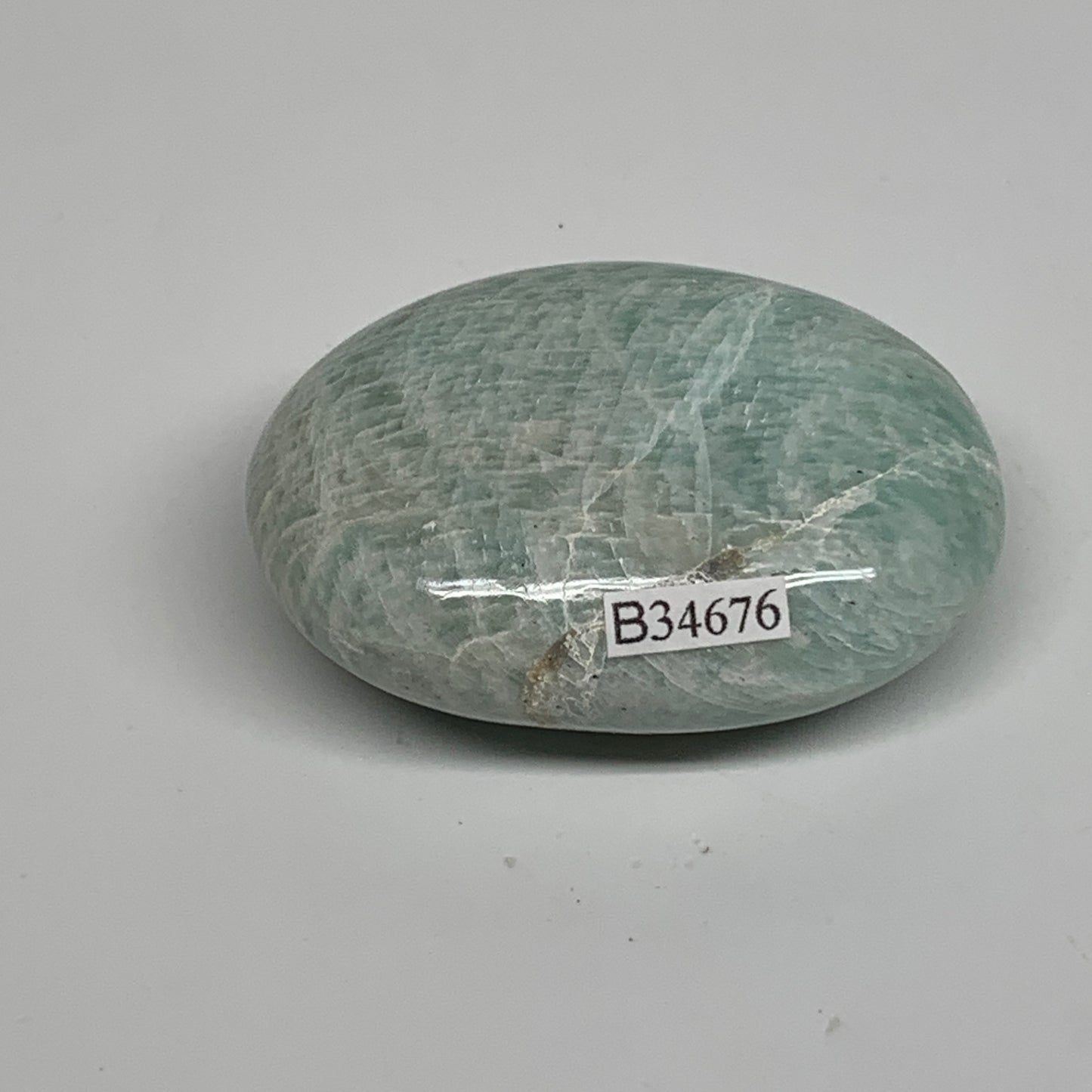 90g, 2.4"x1.7"x0.9", Natural Amazonite Palm-Stone Tumbled Polished, B34676