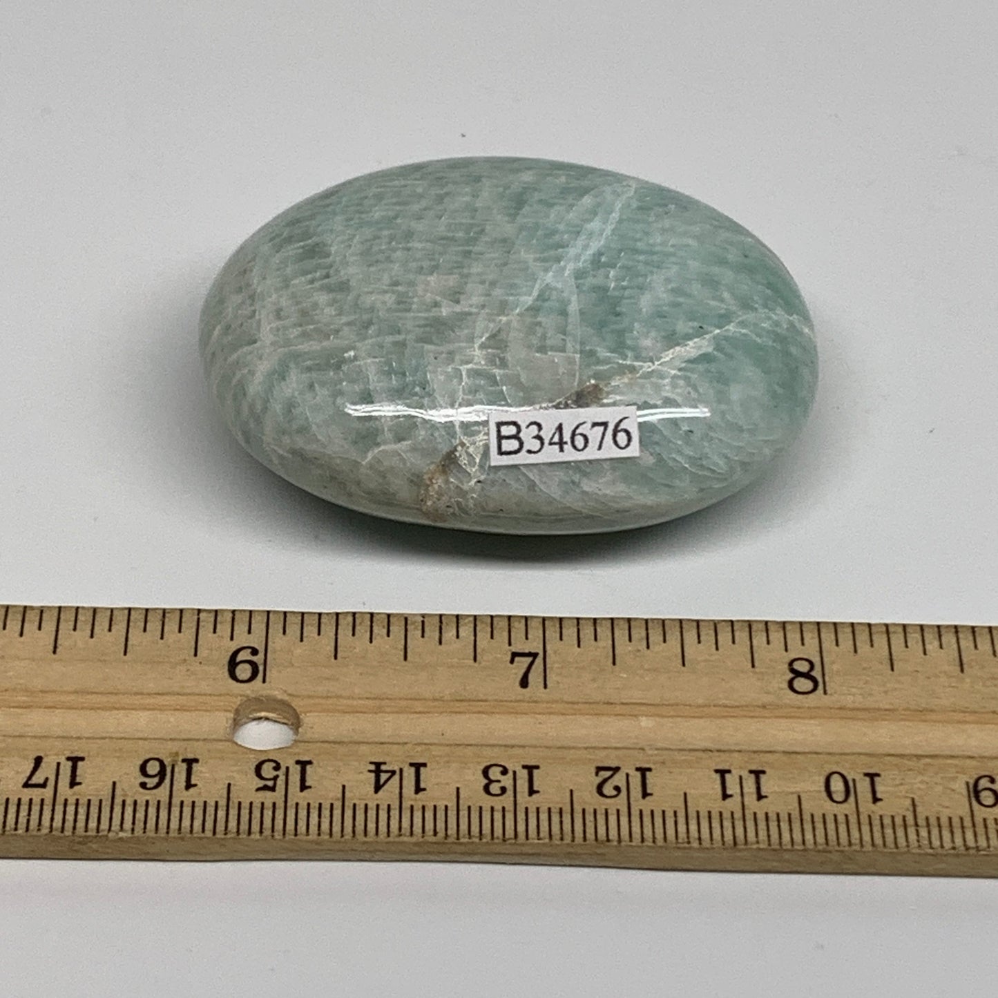 90g, 2.4"x1.7"x0.9", Natural Amazonite Palm-Stone Tumbled Polished, B34676