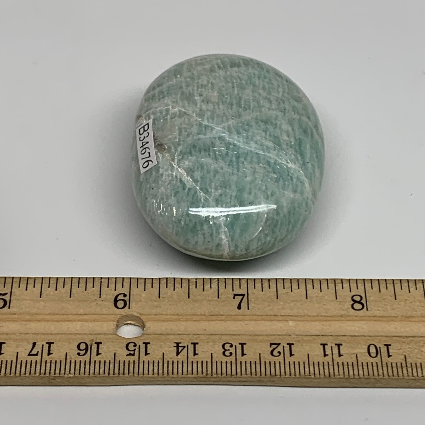 90g, 2.4"x1.7"x0.9", Natural Amazonite Palm-Stone Tumbled Polished, B34676