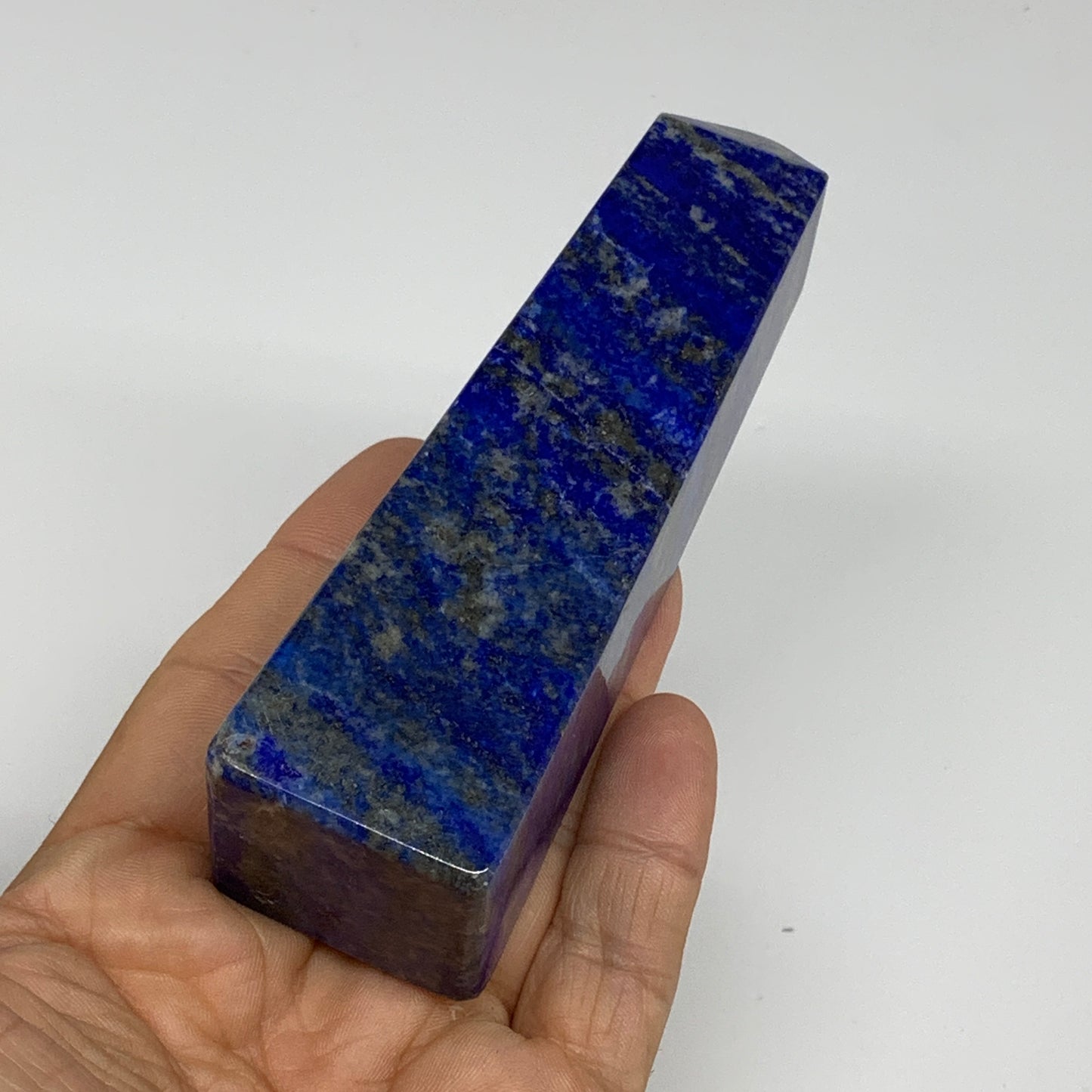 248.7g, 4.5"x1.2"x1.2", Natural Lapis Lazuli Tower Point Obelisk Afghanistan,B30