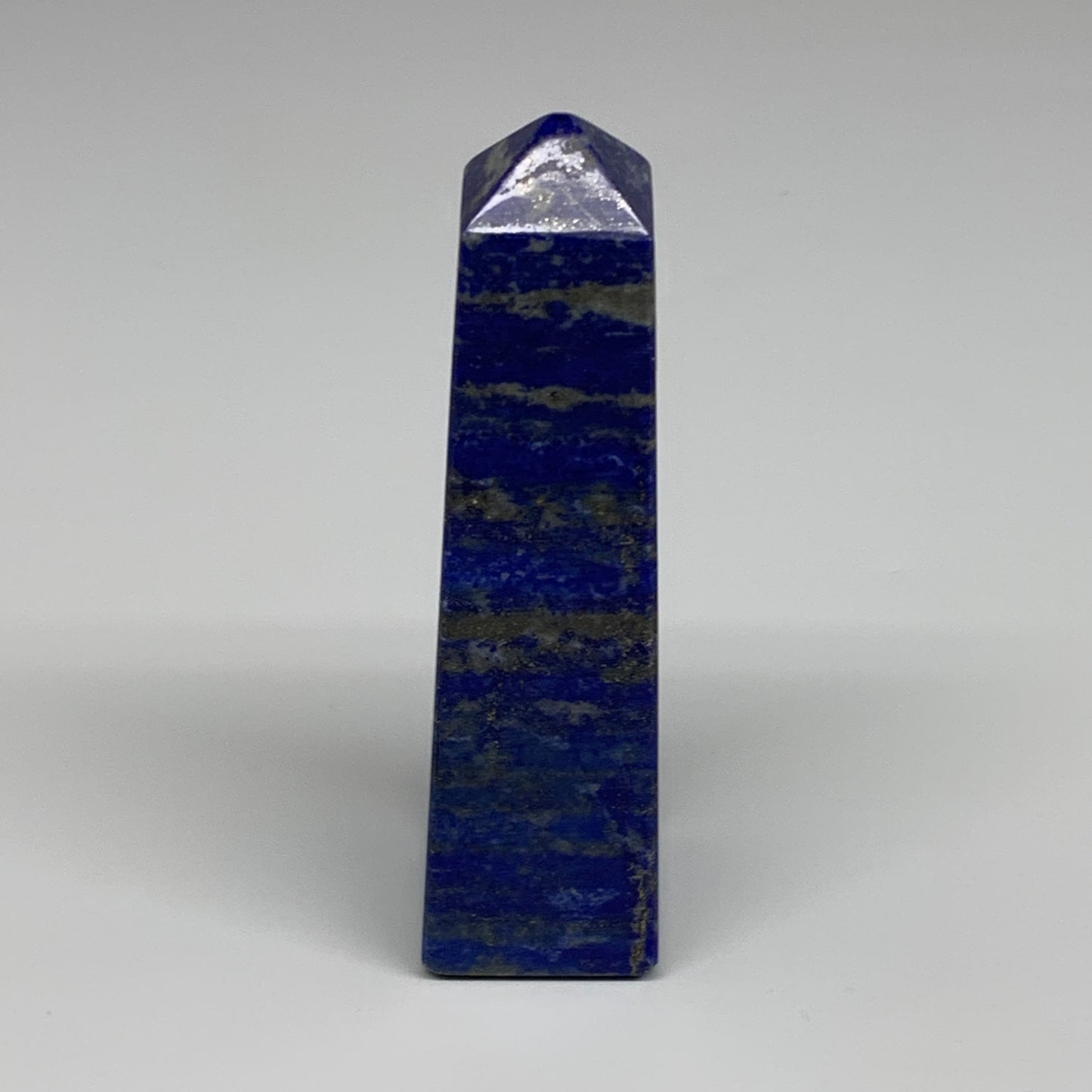 248.7g, 4.5"x1.2"x1.2", Natural Lapis Lazuli Tower Point Obelisk Afghanistan,B30