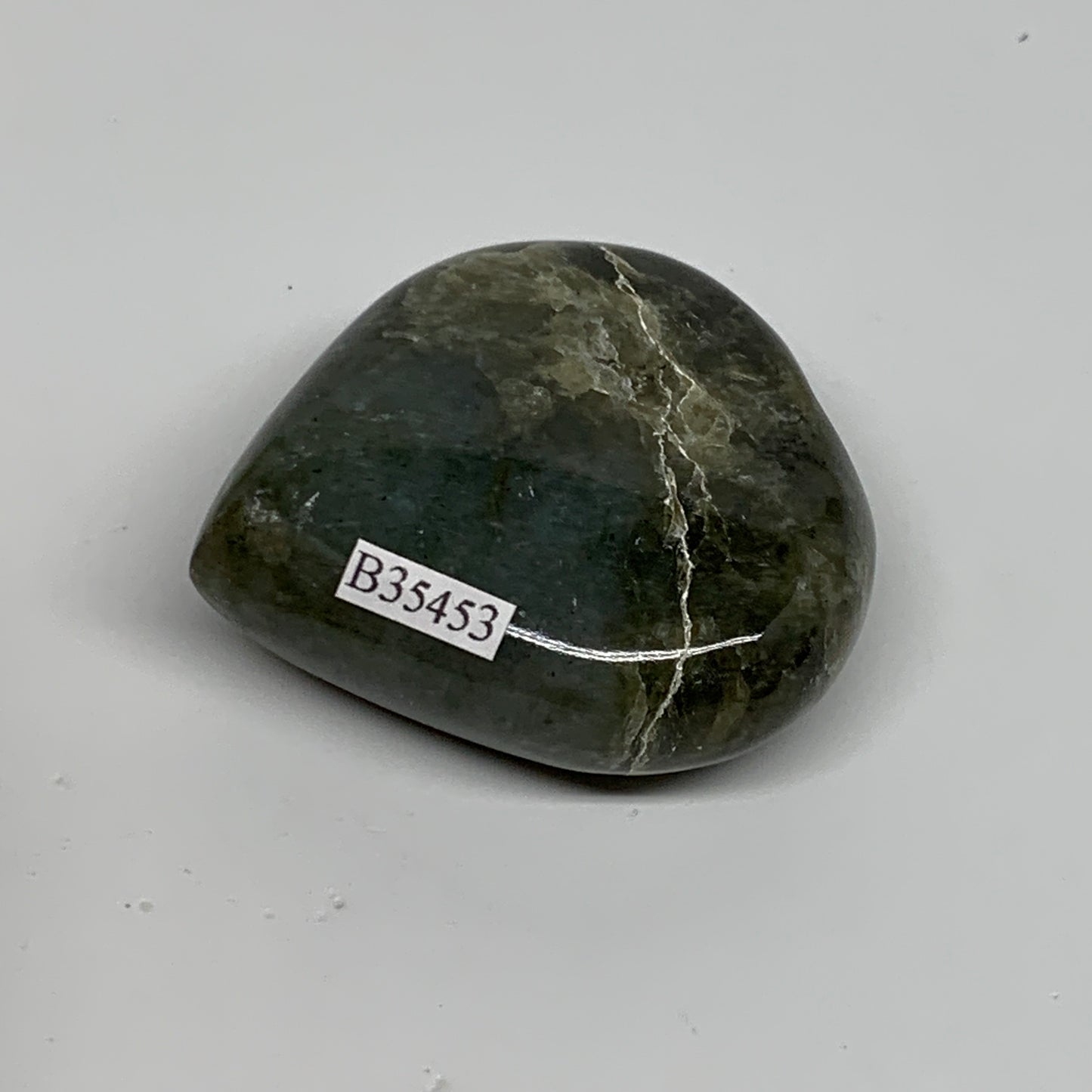 98.6g, 2.1"x2.2"x0.8" Natural Labradorite Heart Polished Healing Crystal, B35453