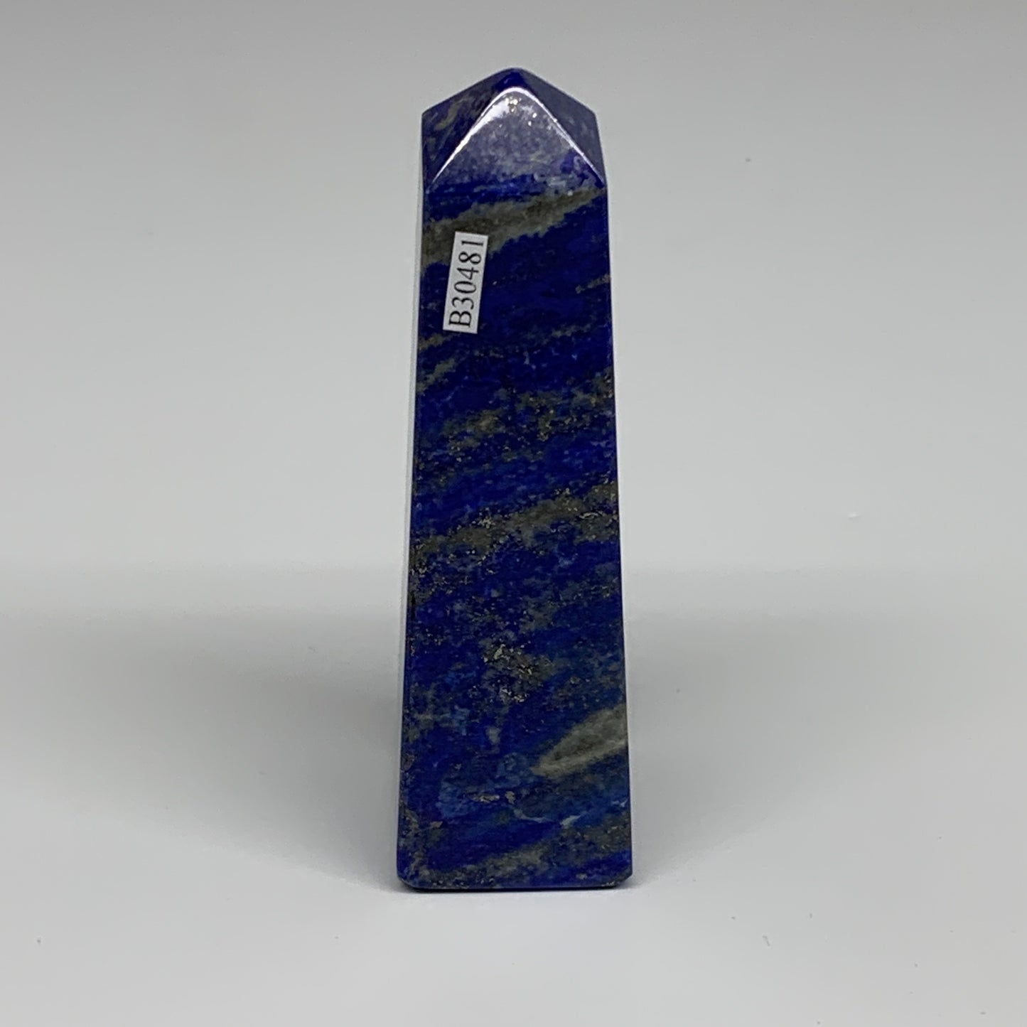 248.7g, 4.5"x1.2"x1.2", Natural Lapis Lazuli Tower Point Obelisk Afghanistan,B30