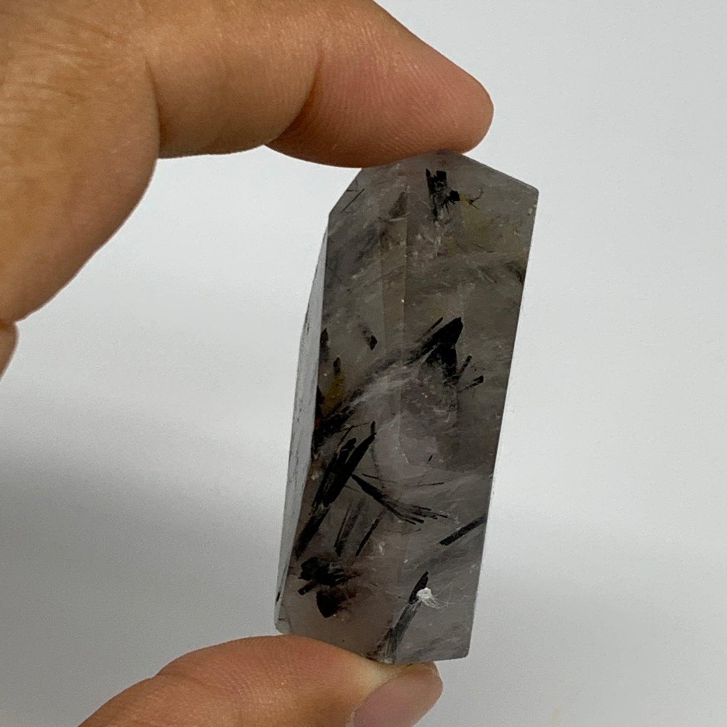 46.3g, 1.6"x1.3"x0.8", Black Tourmaline Rutile Quartz Crystal Chunk @Brazil,B274
