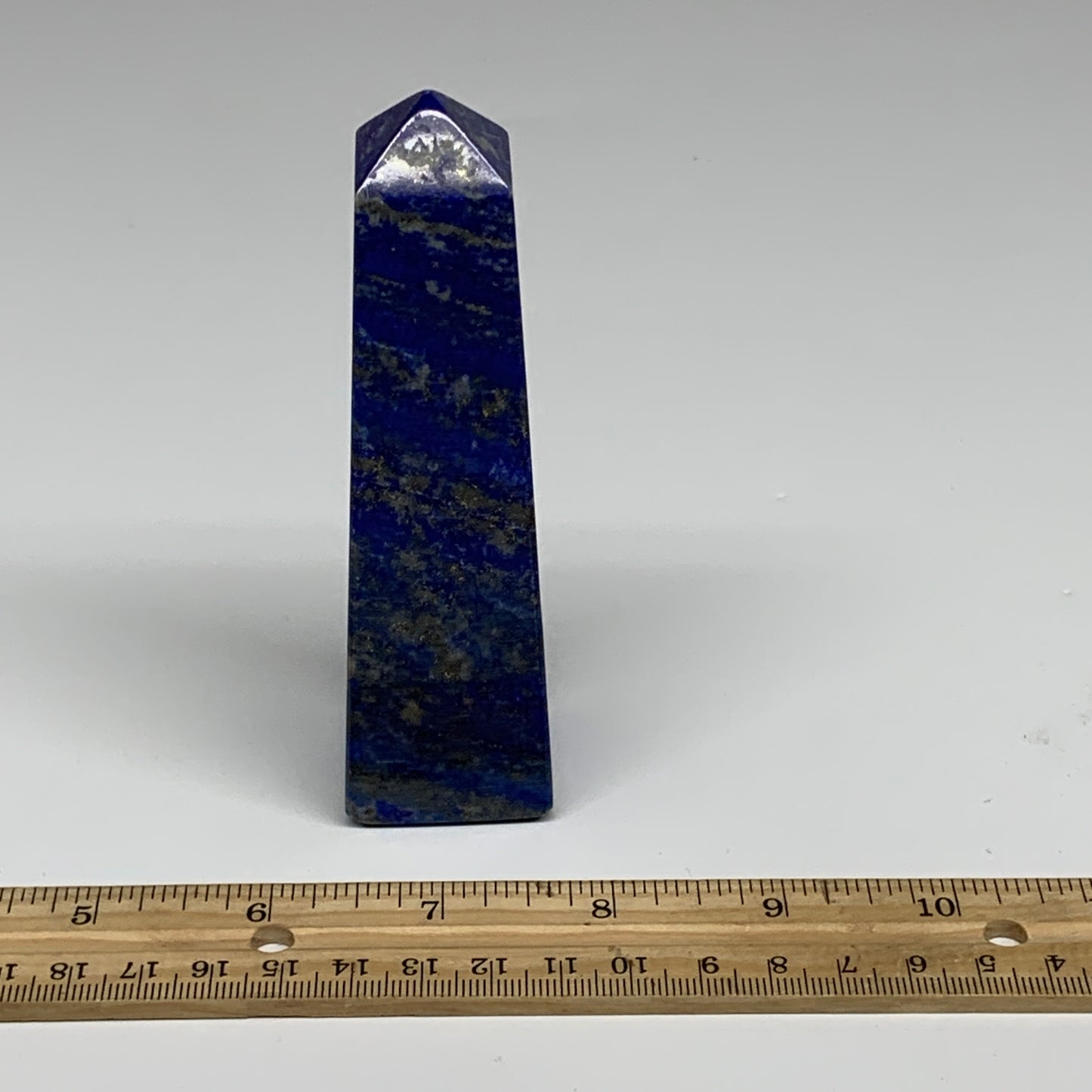 248.7g, 4.5"x1.2"x1.2", Natural Lapis Lazuli Tower Point Obelisk Afghanistan,B30