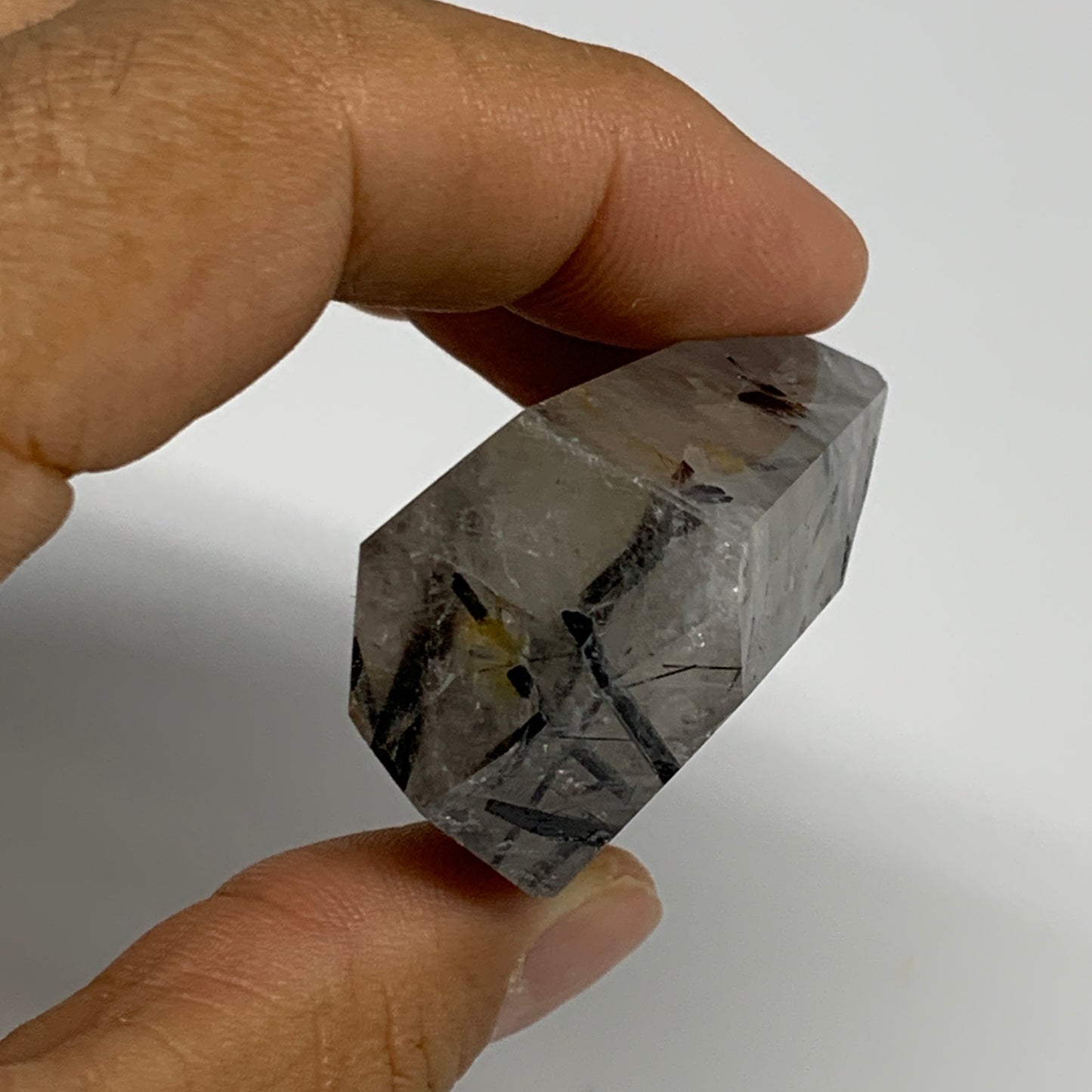 46.3g, 1.6"x1.3"x0.8", Black Tourmaline Rutile Quartz Crystal Chunk @Brazil,B274