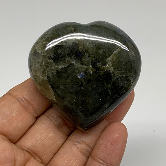 98.4g, 2.1"x2.1"x0.9" Natural Labradorite Heart Polished Healing Crystal, B35454