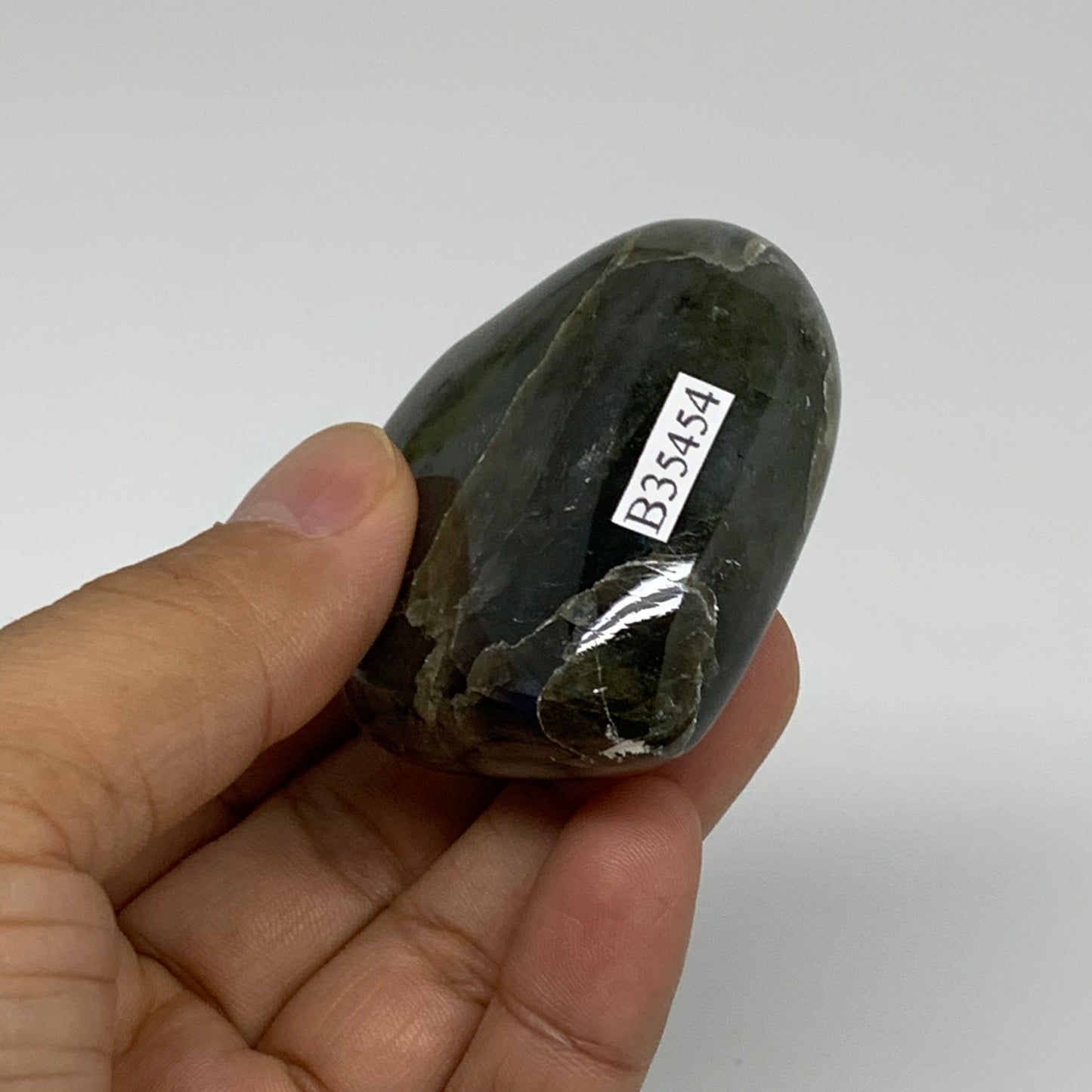 98.4g, 2.1"x2.1"x0.9" Natural Labradorite Heart Polished Healing Crystal, B35454