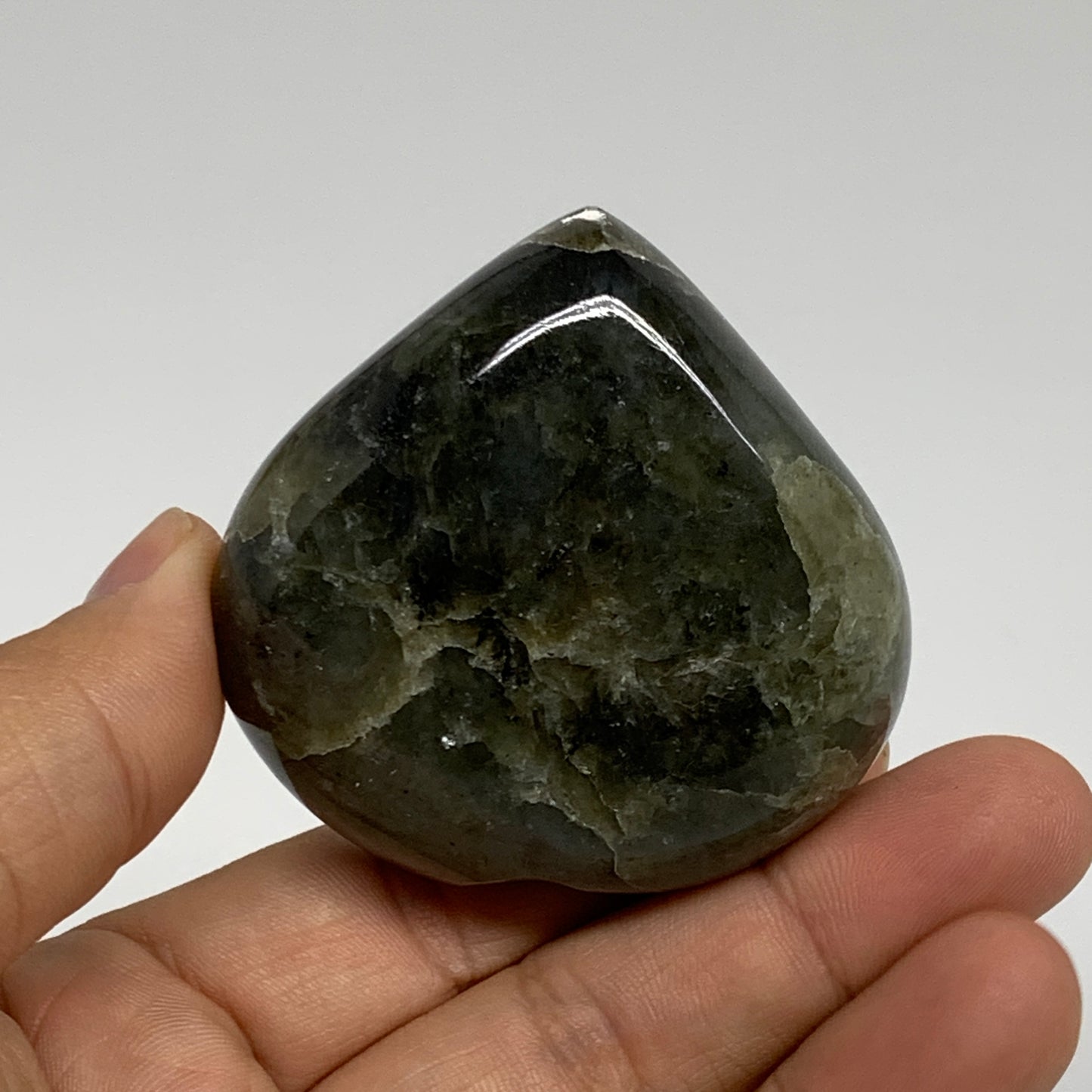98.4g, 2.1"x2.1"x0.9" Natural Labradorite Heart Polished Healing Crystal, B35454