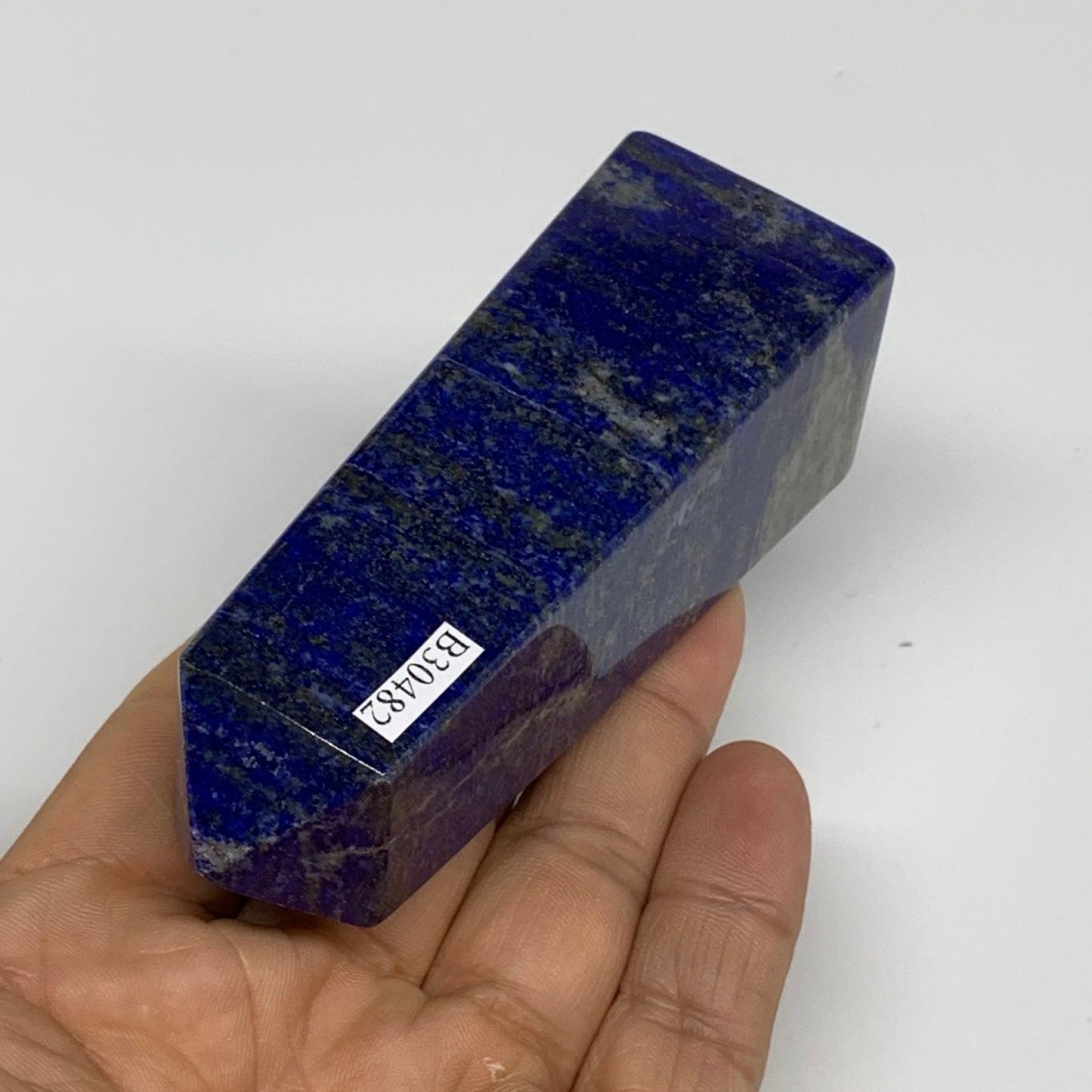 212.2g, 3.7"x1.2"x1.2", Natural Lapis Lazuli Tower Point Obelisk Afghanistan,B30