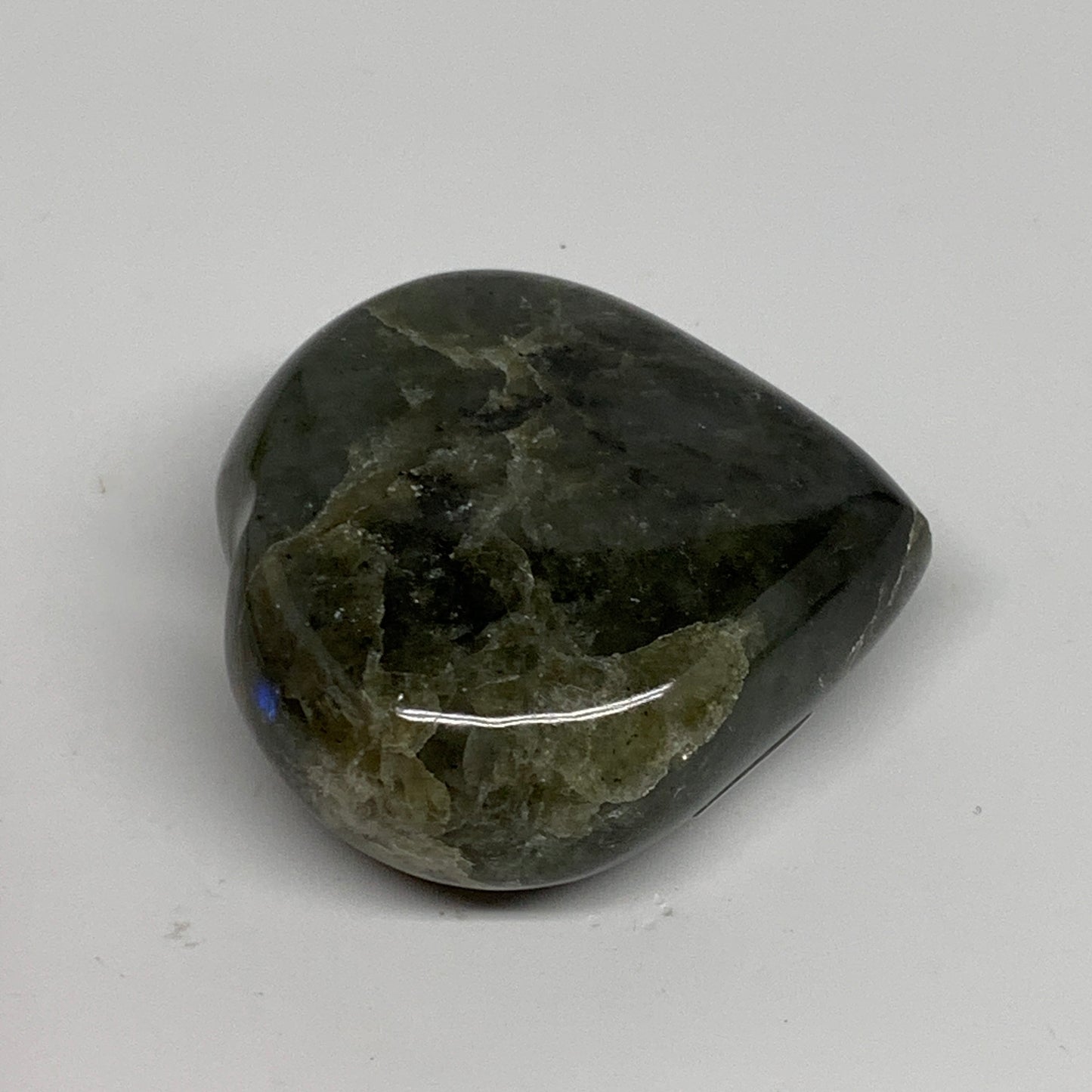 98.4g, 2.1"x2.1"x0.9" Natural Labradorite Heart Polished Healing Crystal, B35454