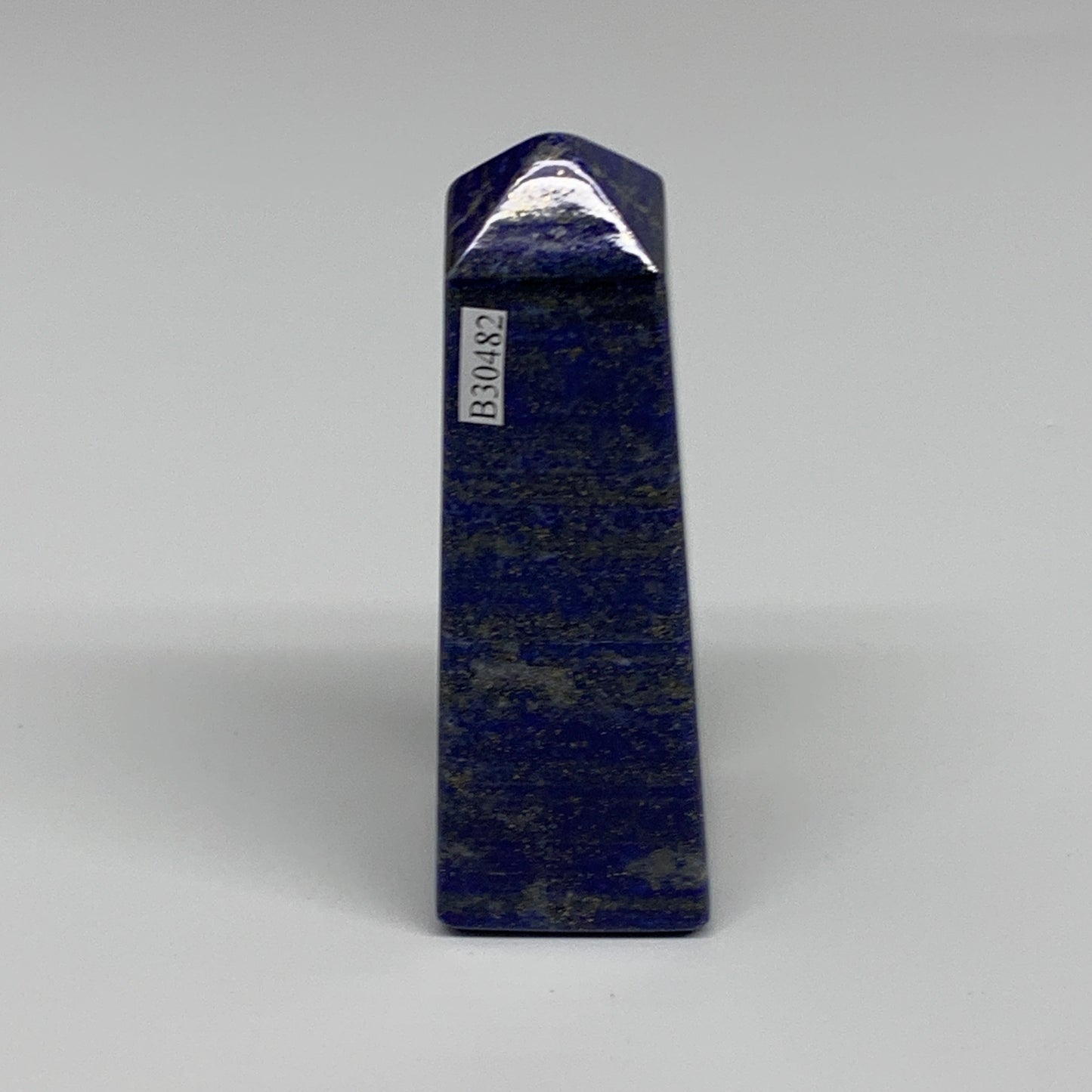 212.2g, 3.7"x1.2"x1.2", Natural Lapis Lazuli Tower Point Obelisk Afghanistan,B30