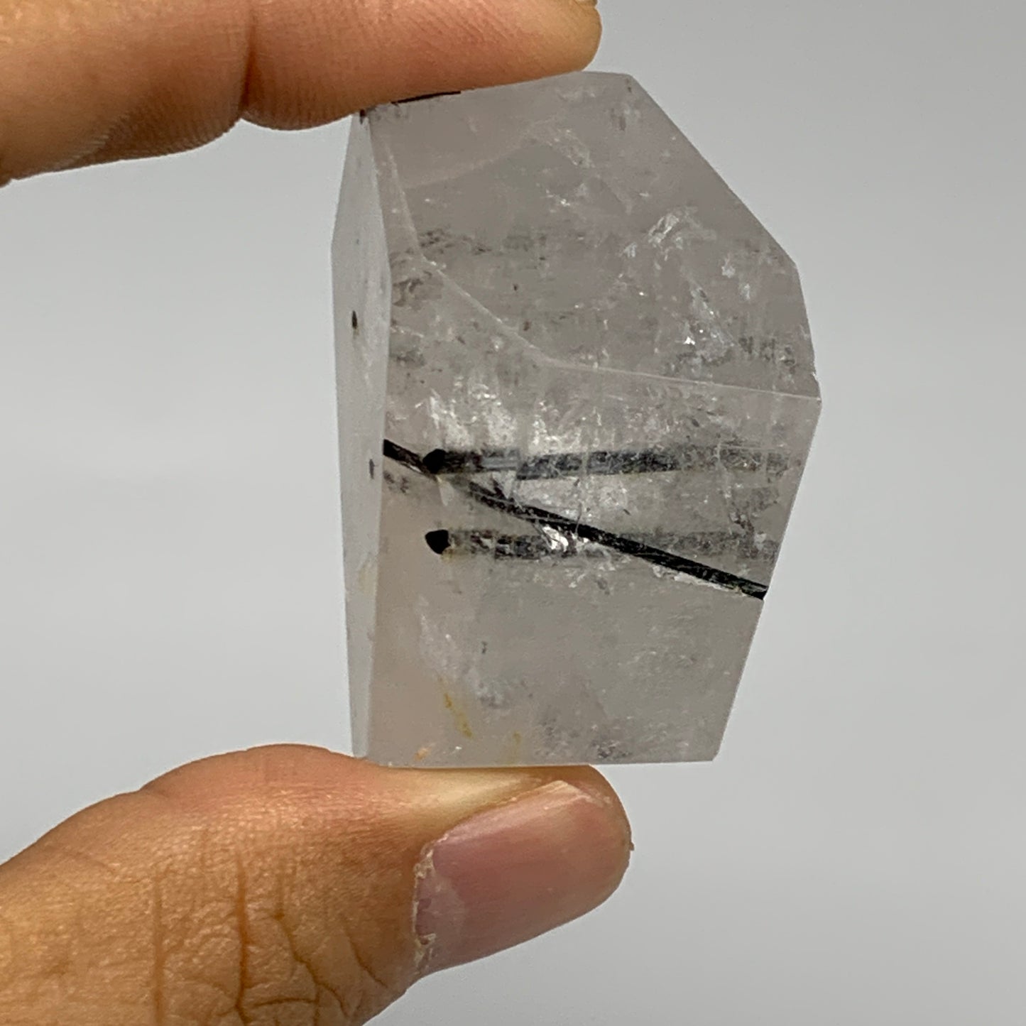 52.6g, 1.6"x1.3"x0.9", Black Tourmaline Rutile Quartz Crystal Chunk @Brazil,B274