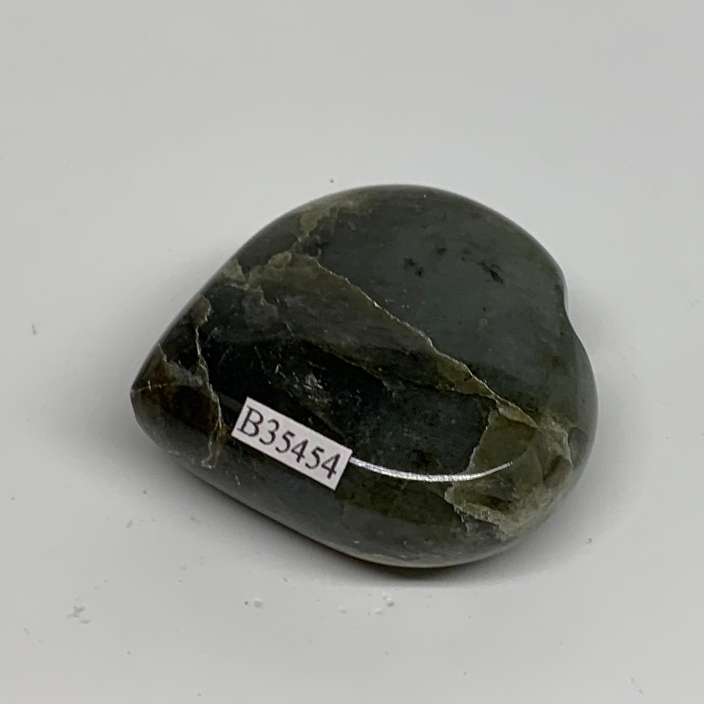 98.4g, 2.1"x2.1"x0.9" Natural Labradorite Heart Polished Healing Crystal, B35454