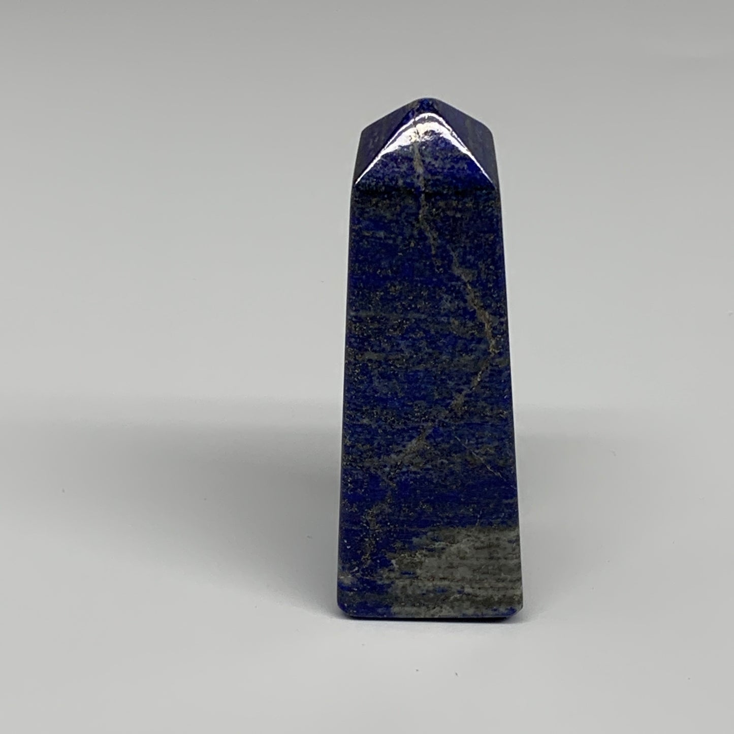 212.2g, 3.7"x1.2"x1.2", Natural Lapis Lazuli Tower Point Obelisk Afghanistan,B30