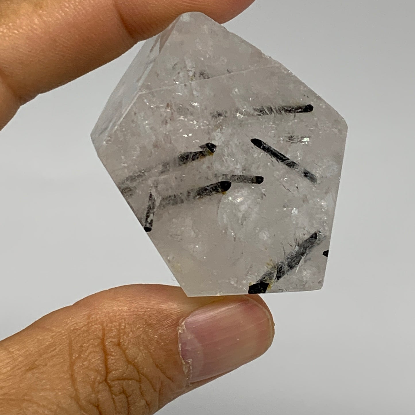 52.6g, 1.6"x1.3"x0.9", Black Tourmaline Rutile Quartz Crystal Chunk @Brazil,B274