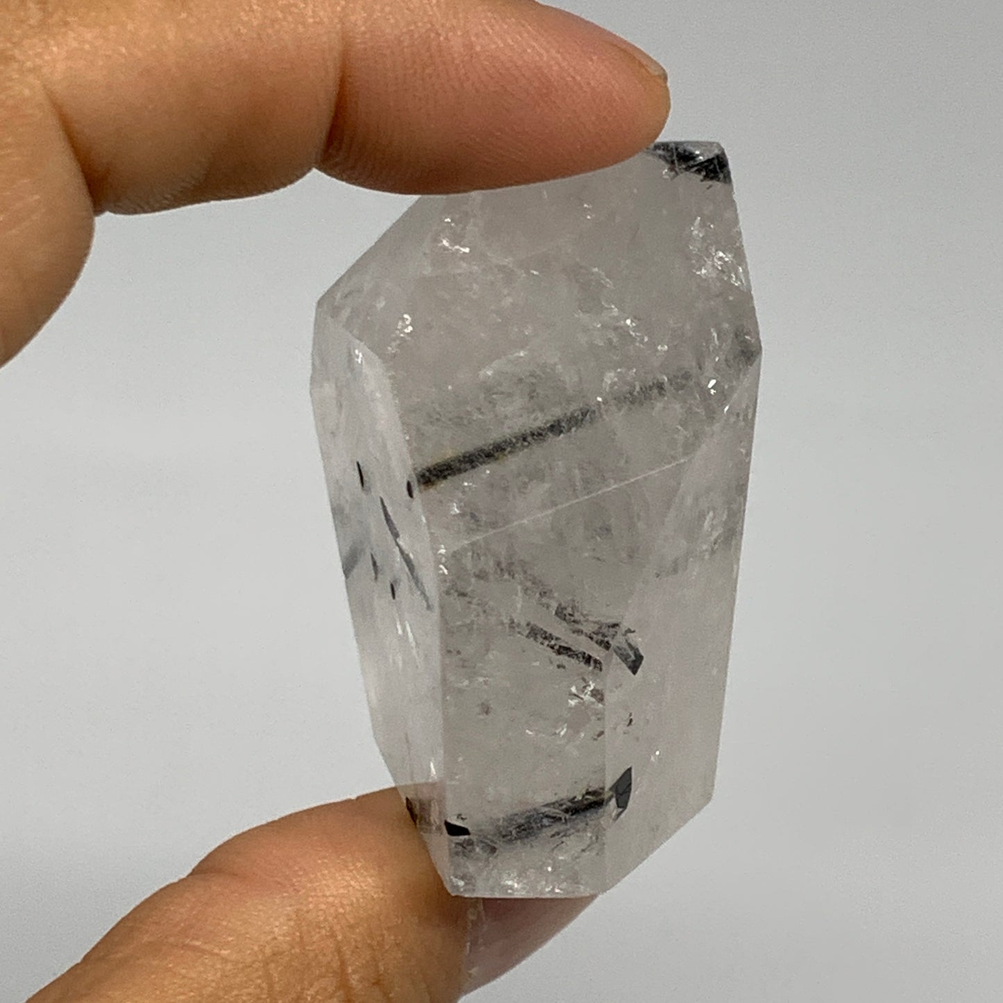 52.6g, 1.6"x1.3"x0.9", Black Tourmaline Rutile Quartz Crystal Chunk @Brazil,B274