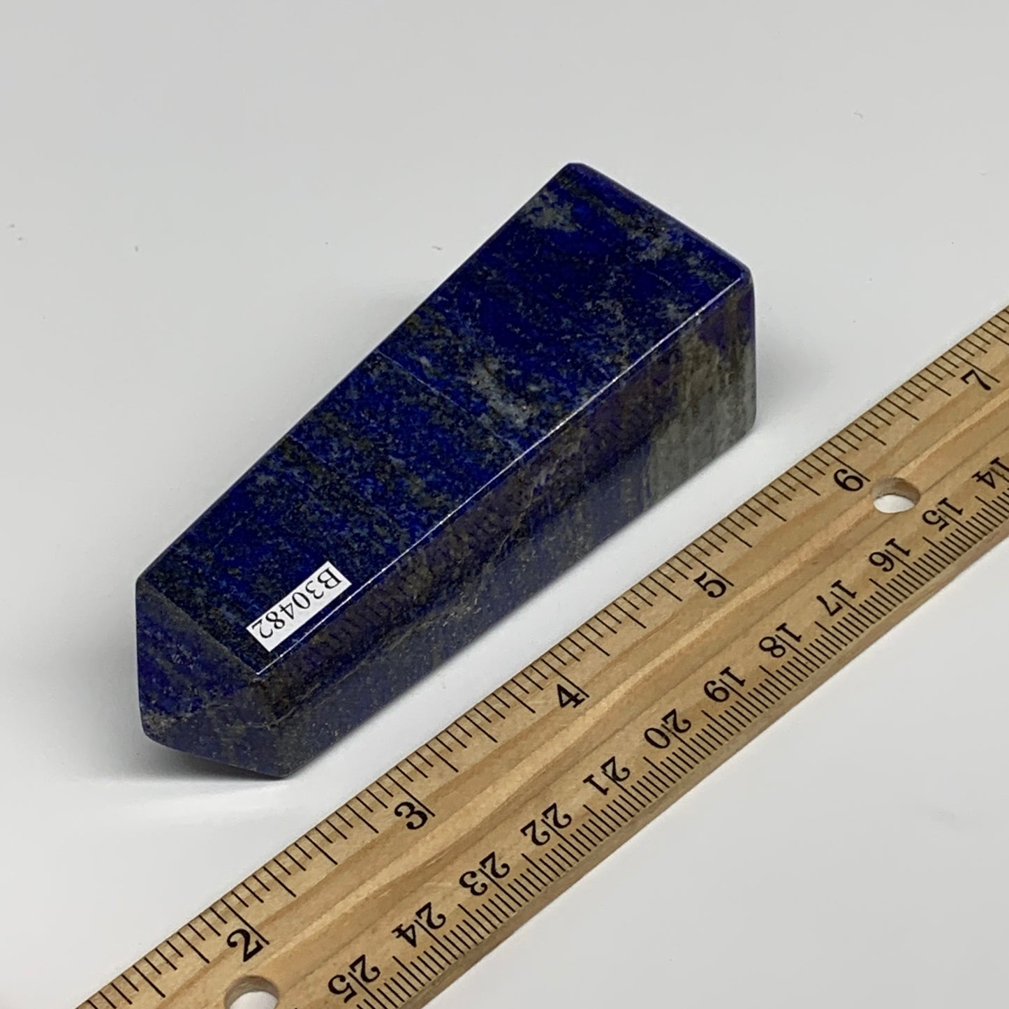 212.2g, 3.7"x1.2"x1.2", Natural Lapis Lazuli Tower Point Obelisk Afghanistan,B30