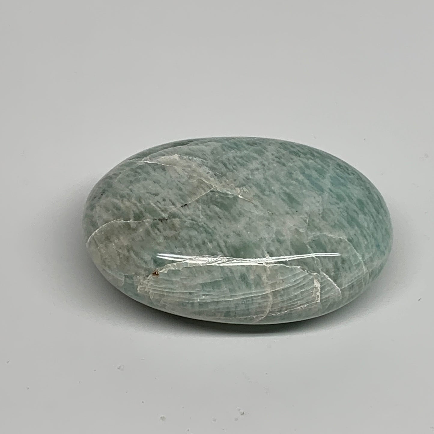 97.3g, 2.5"x1.7"x0.9", Natural Amazonite Palm-Stone Tumbled Polished, B34678
