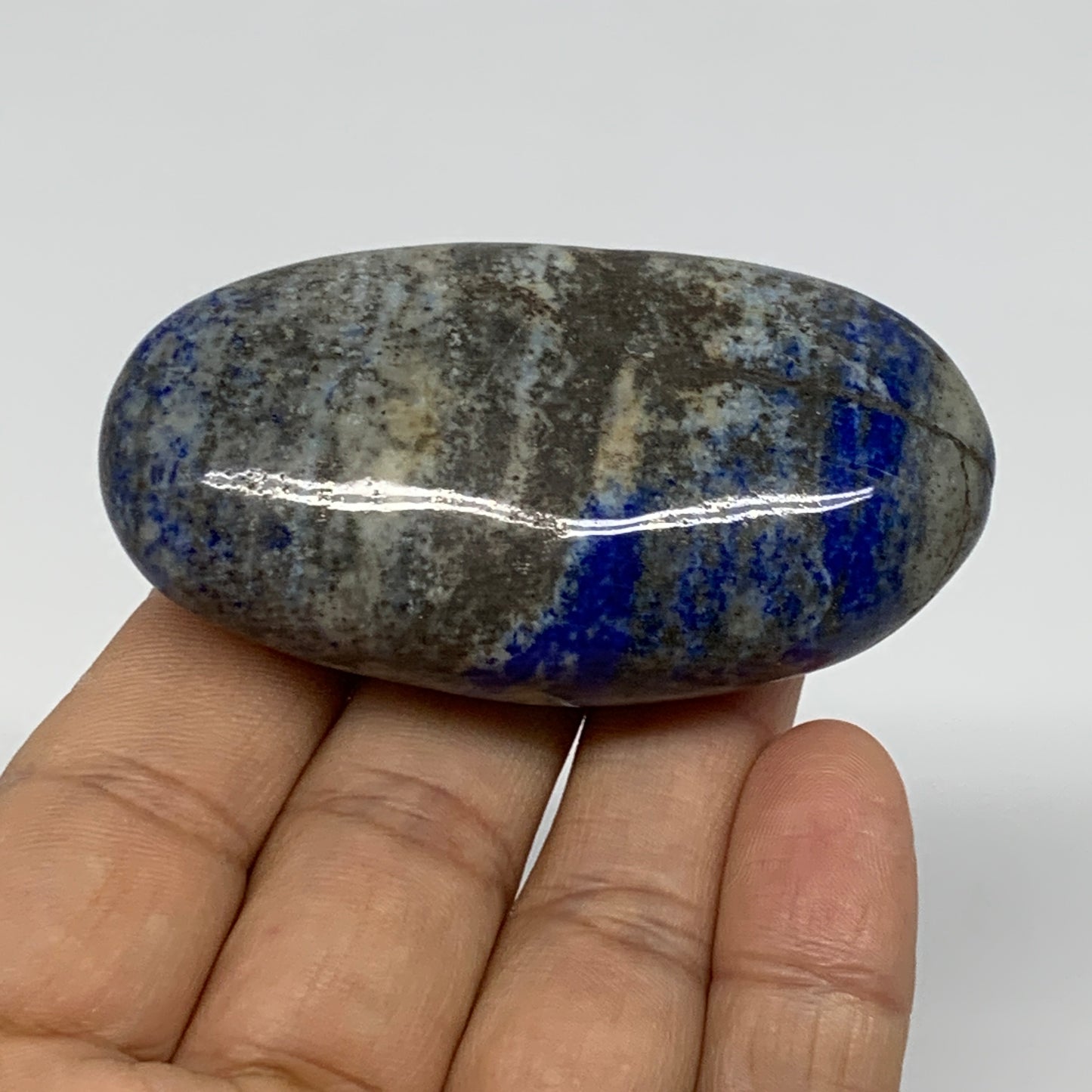 93.7g, 2.6"x1.4"x0.8", Natural Lapis Lazuli Palm Stone @Afghanistan, B36830