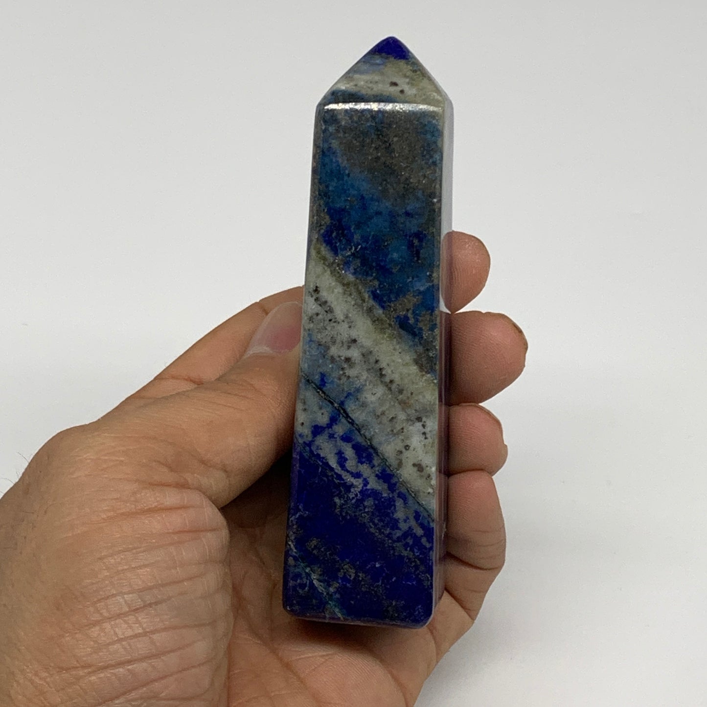 178.69g, 4"x1"x1.1", Natural Lapis Lazuli Tower Point Obelisk Afghanistan,B30483