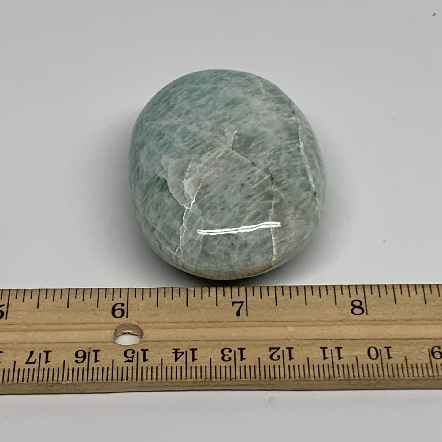 97.3g, 2.5"x1.7"x0.9", Natural Amazonite Palm-Stone Tumbled Polished, B34678