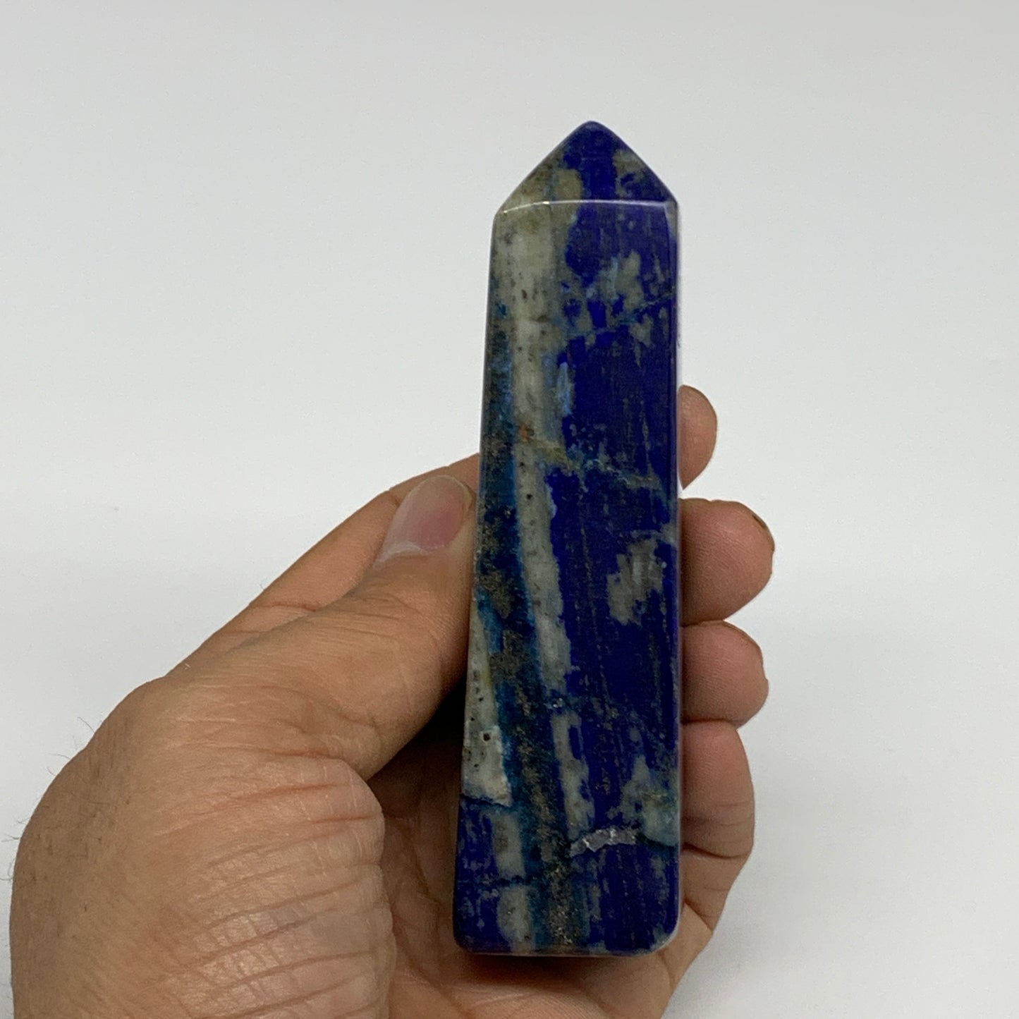 178.69g, 4"x1"x1.1", Natural Lapis Lazuli Tower Point Obelisk Afghanistan,B30483