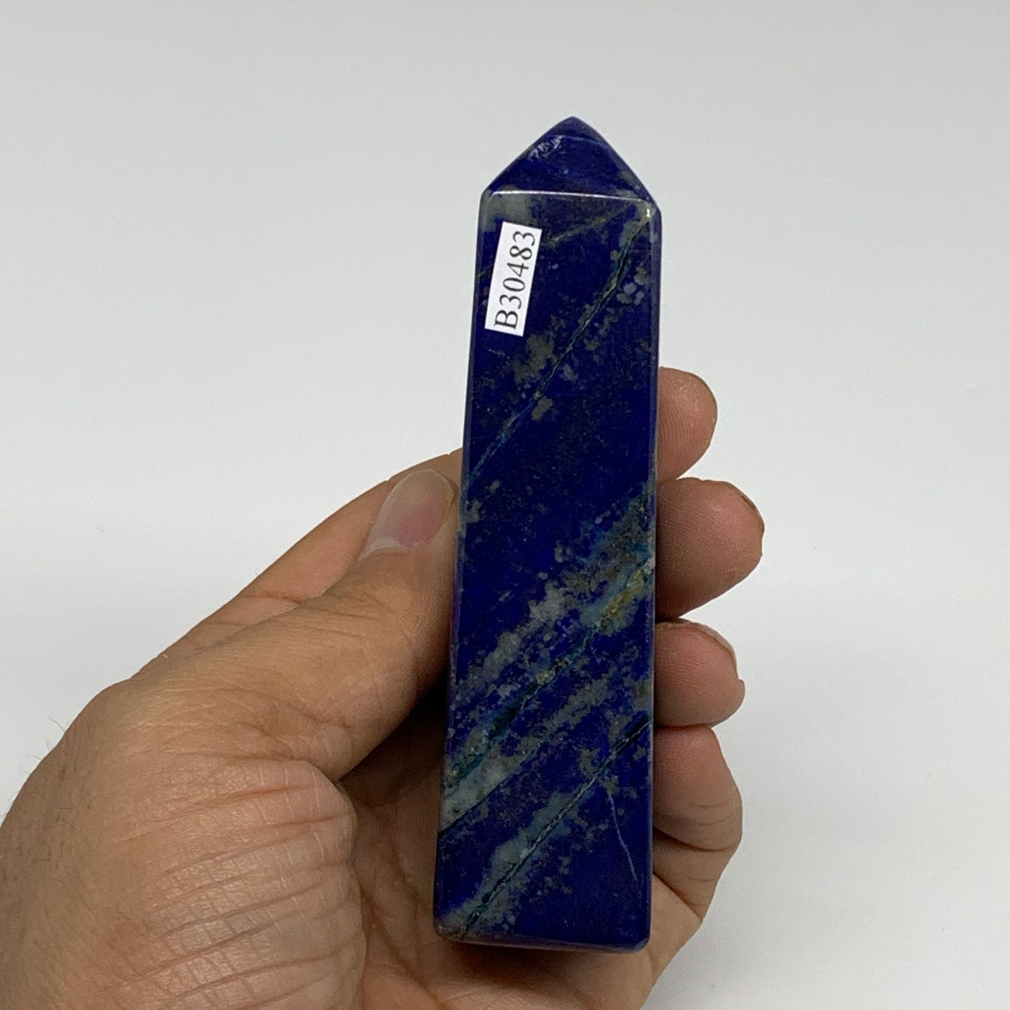 178.69g, 4"x1"x1.1", Natural Lapis Lazuli Tower Point Obelisk Afghanistan,B30483