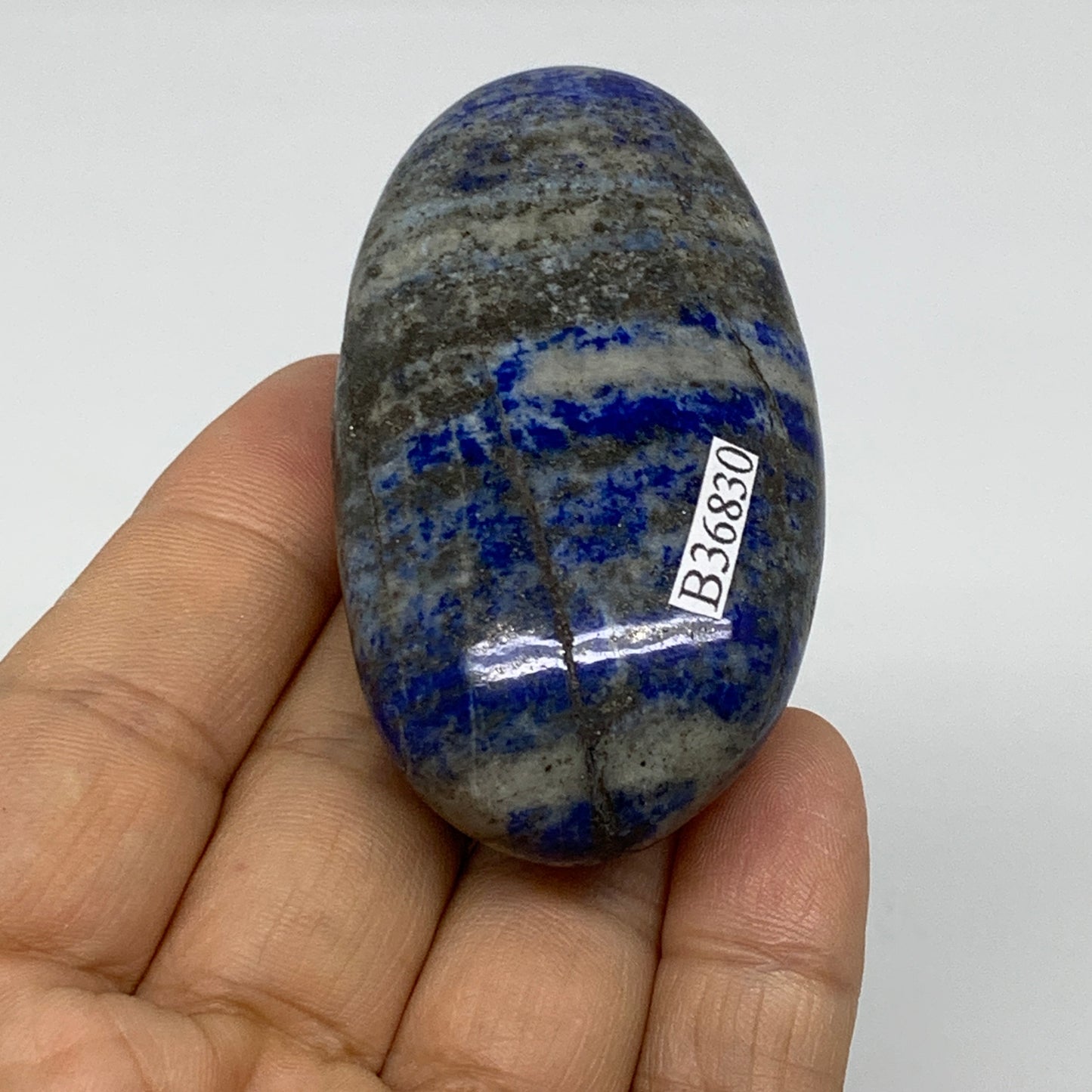 93.7g, 2.6"x1.4"x0.8", Natural Lapis Lazuli Palm Stone @Afghanistan, B36830