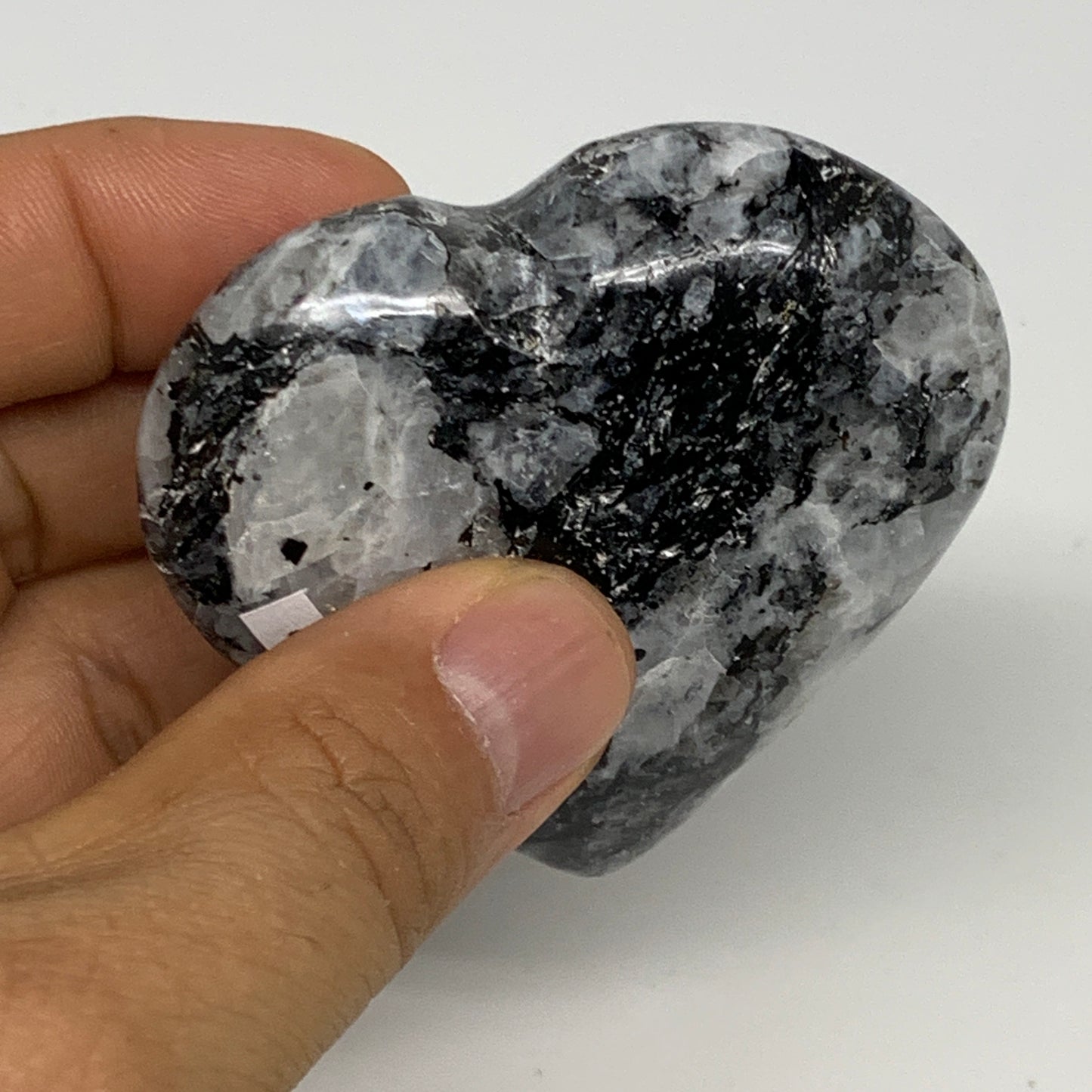 99.4g, 2.2"x2.4"x0.8", Rainbow Moonstone Heart Crystal Gemstone @India, B29769