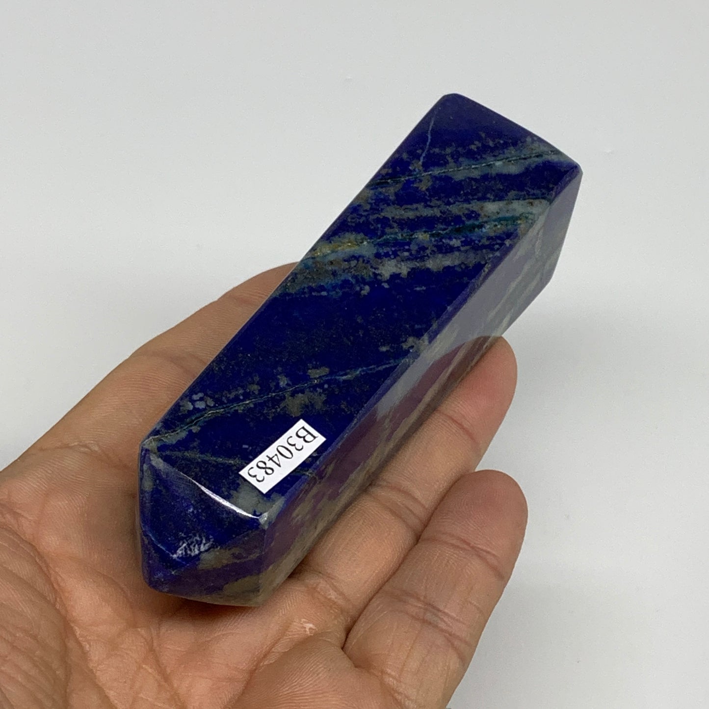 178.69g, 4"x1"x1.1", Natural Lapis Lazuli Tower Point Obelisk Afghanistan,B30483