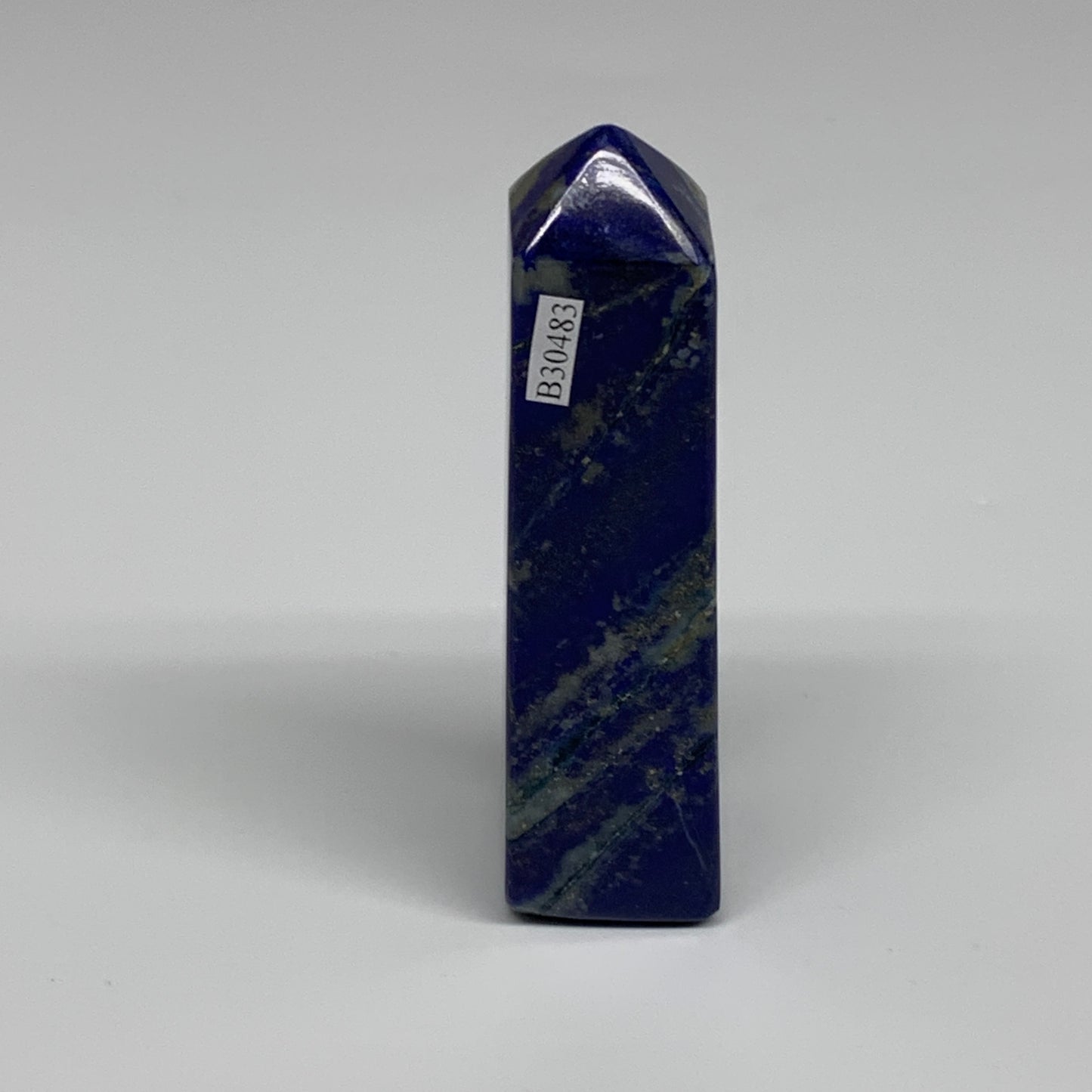 178.69g, 4"x1"x1.1", Natural Lapis Lazuli Tower Point Obelisk Afghanistan,B30483