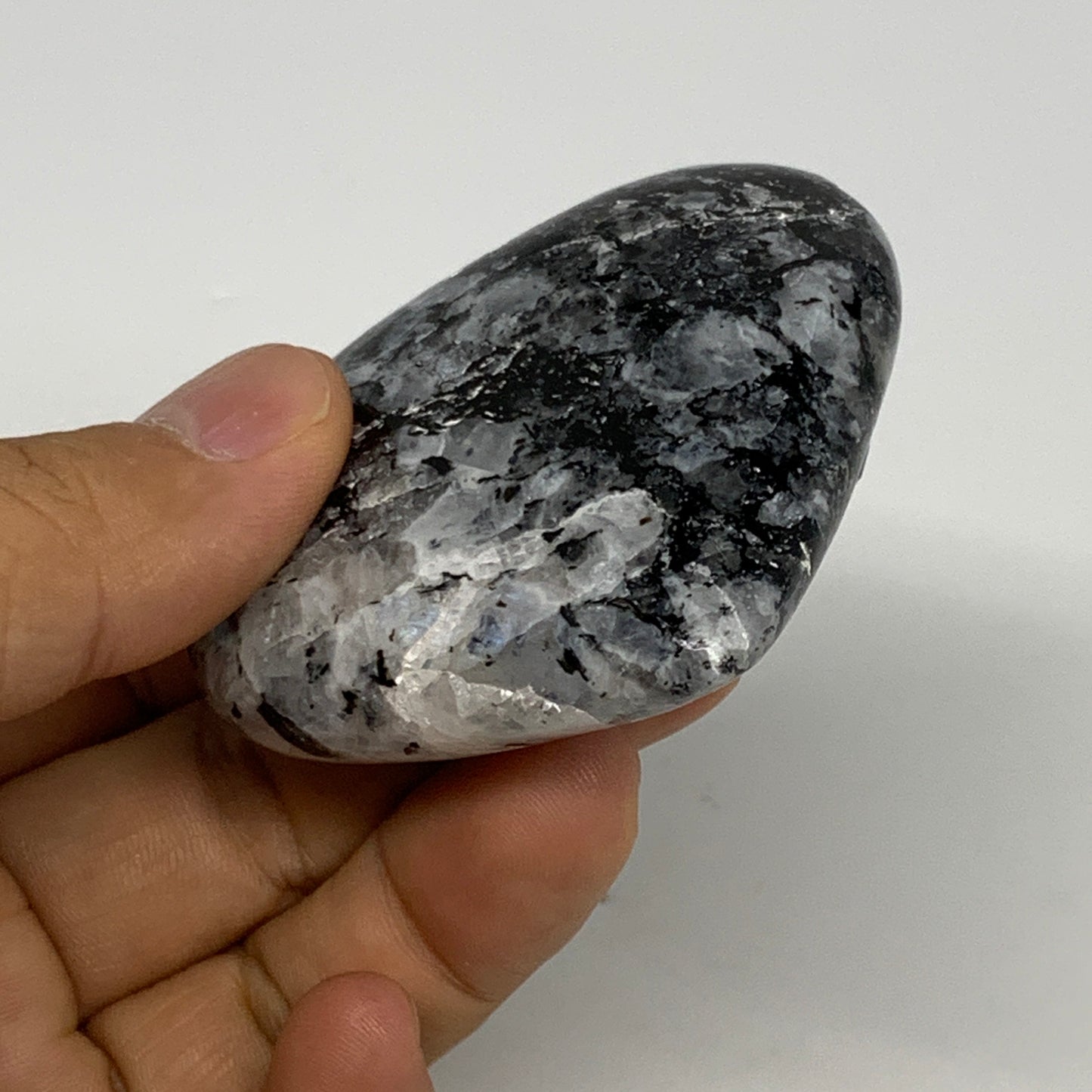 99.4g, 2.2"x2.4"x0.8", Rainbow Moonstone Heart Crystal Gemstone @India, B29769