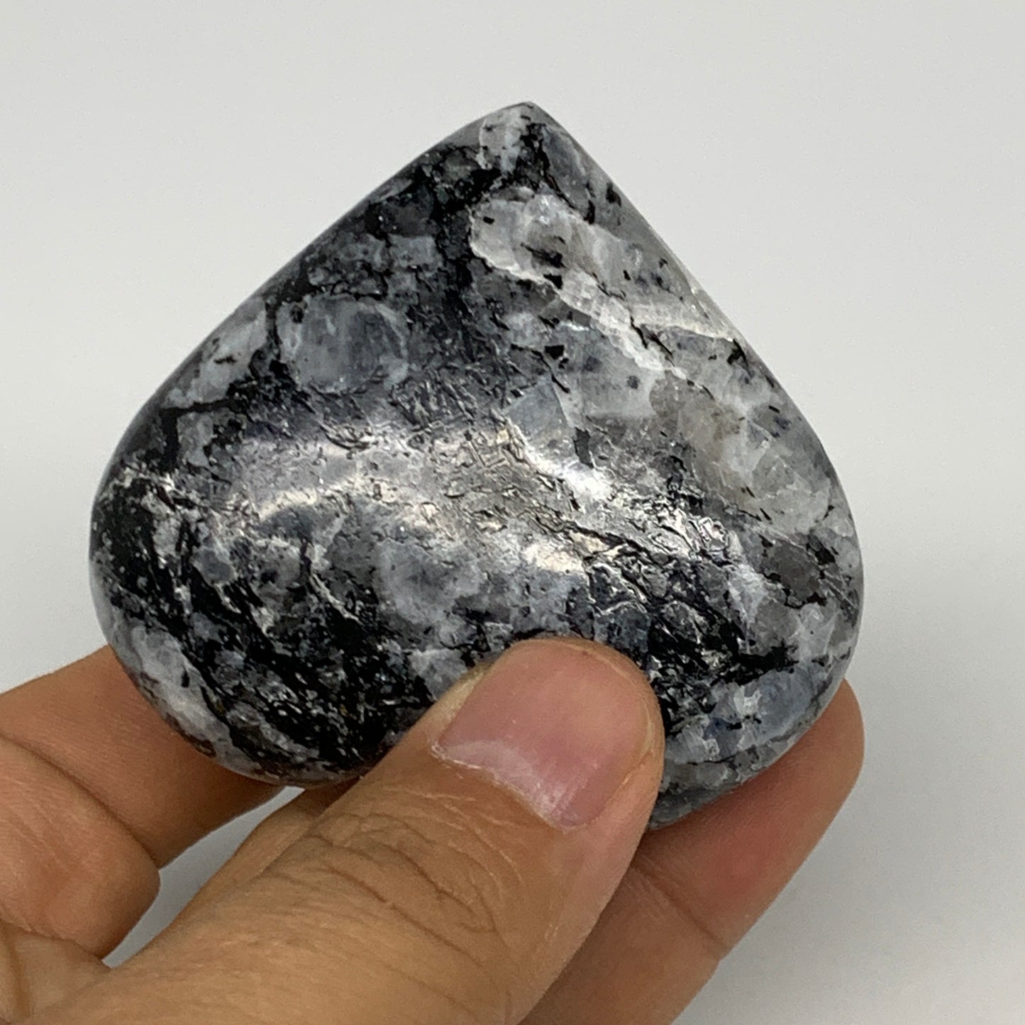 99.4g, 2.2"x2.4"x0.8", Rainbow Moonstone Heart Crystal Gemstone @India, B29769