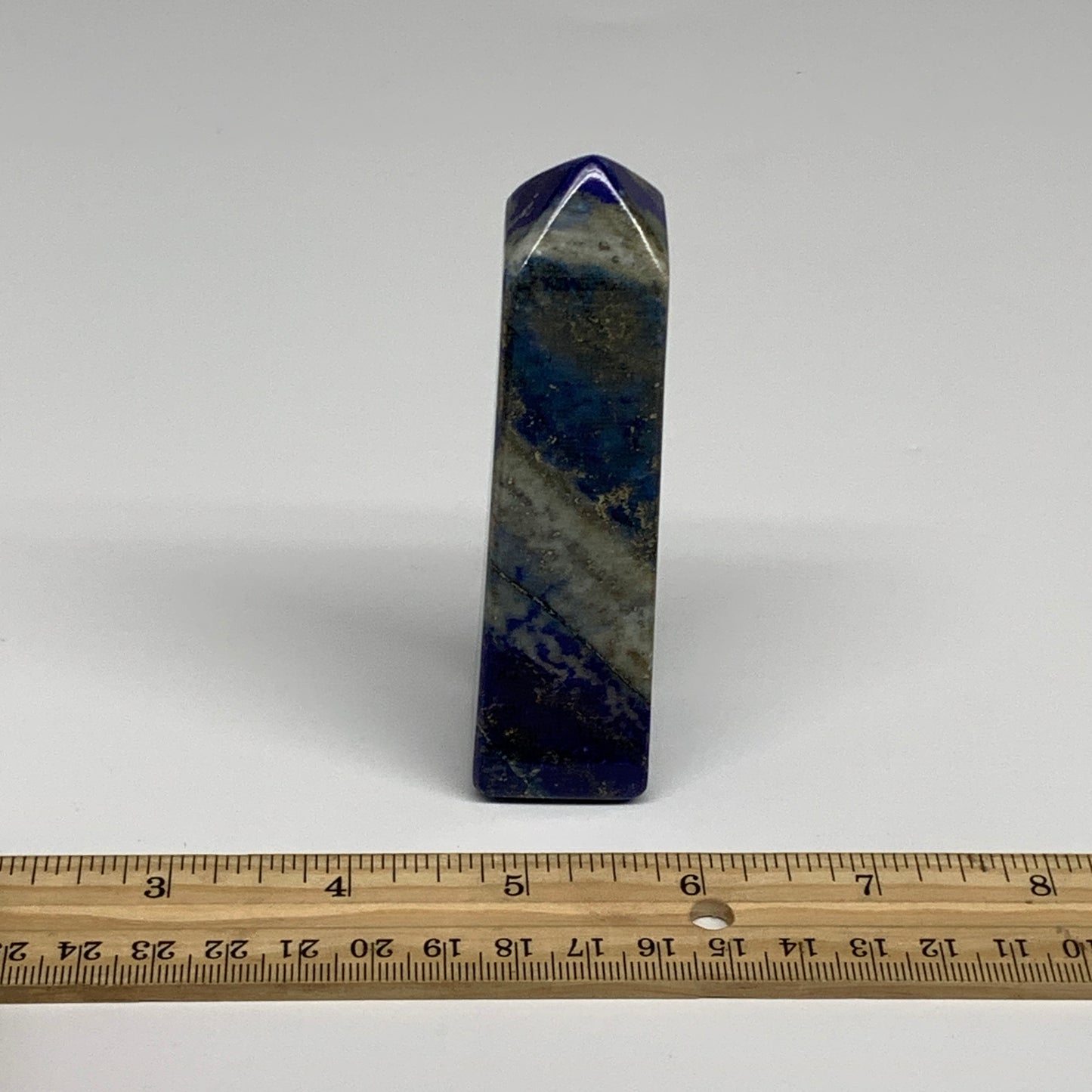178.69g, 4"x1"x1.1", Natural Lapis Lazuli Tower Point Obelisk Afghanistan,B30483