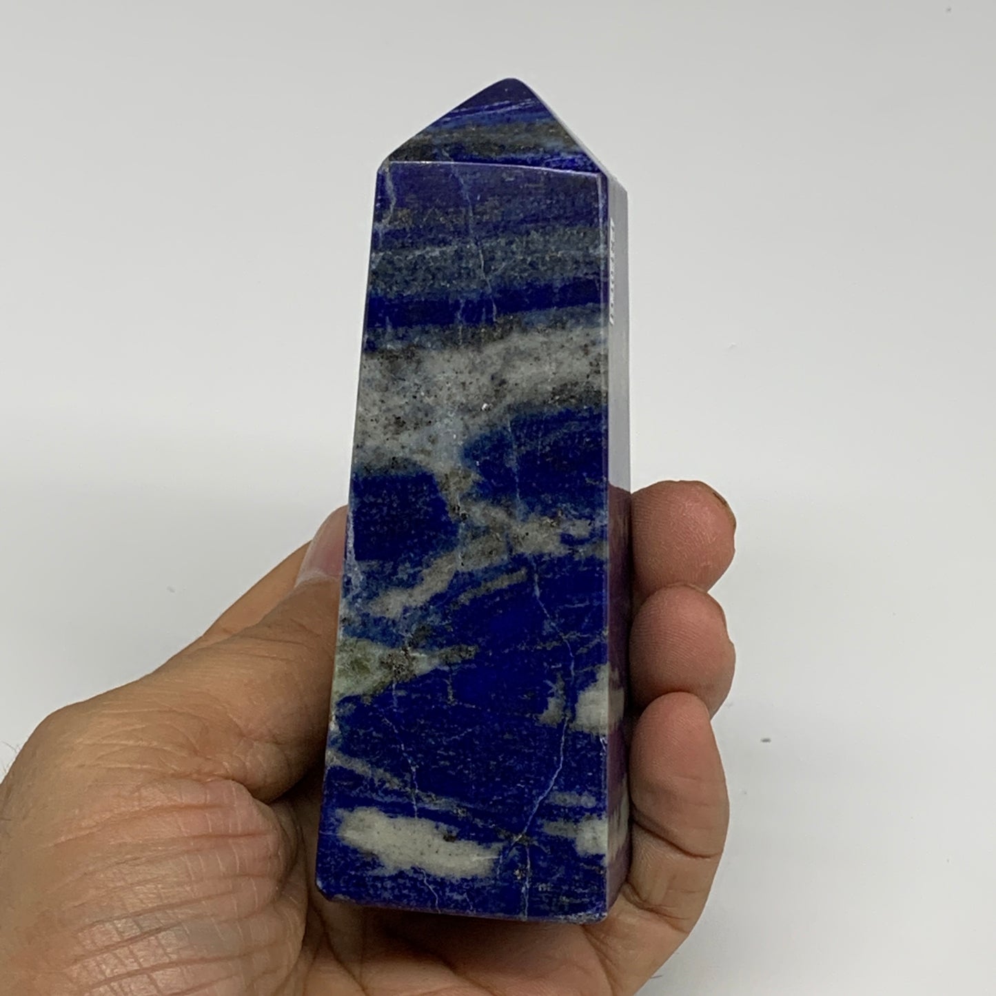 311.2g, 4.1"x1.4"x1.4", Natural Lapis Lazuli Tower Point Obelisk Afghanistan,B30