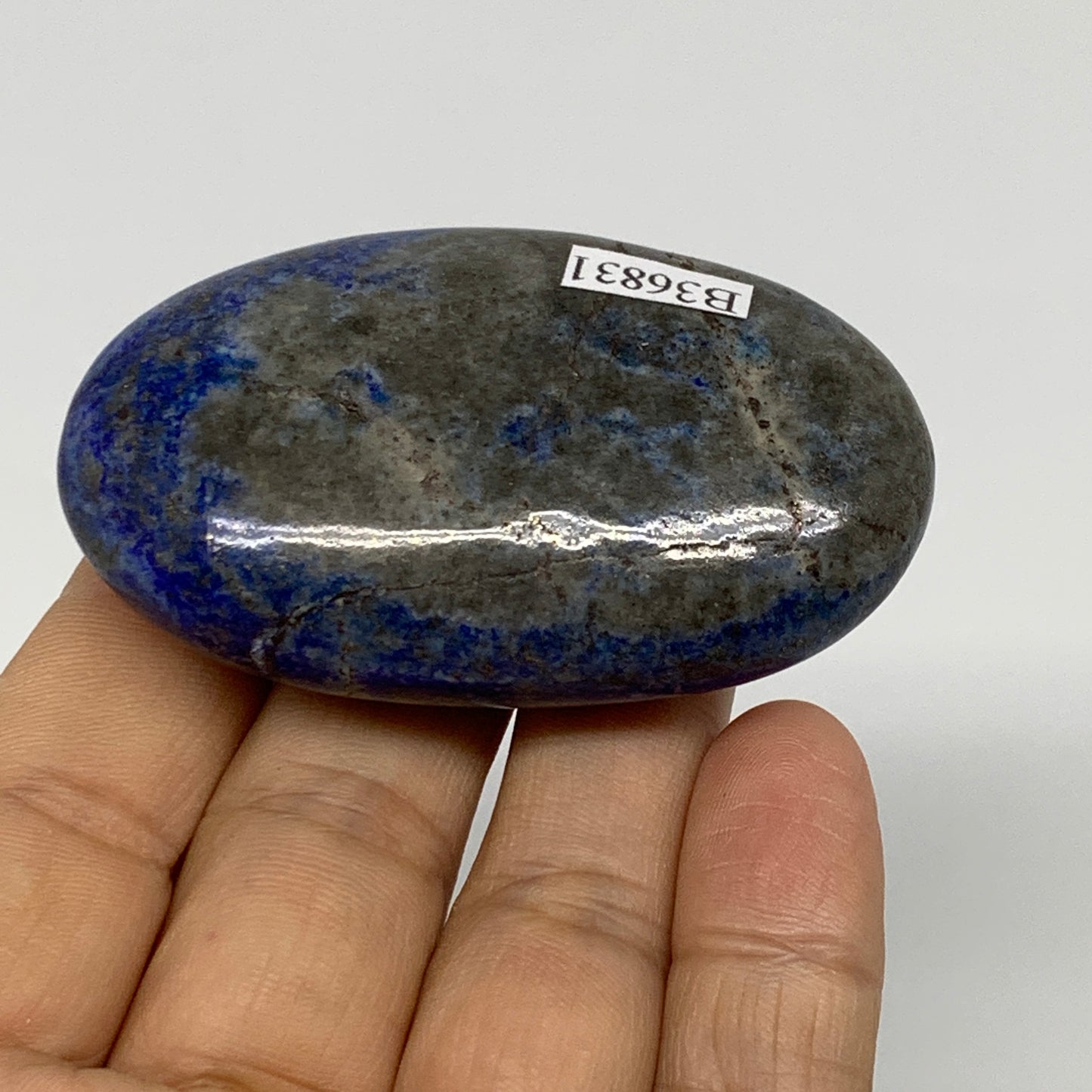 79.1g, 2.5"x1.6"x0.7", Natural Lapis Lazuli Palm Stone @Afghanistan, B36831