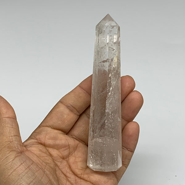 107g, 4.6"x0.9", Natural Quartz Crystal Tower Point Obelisk @India, B31322