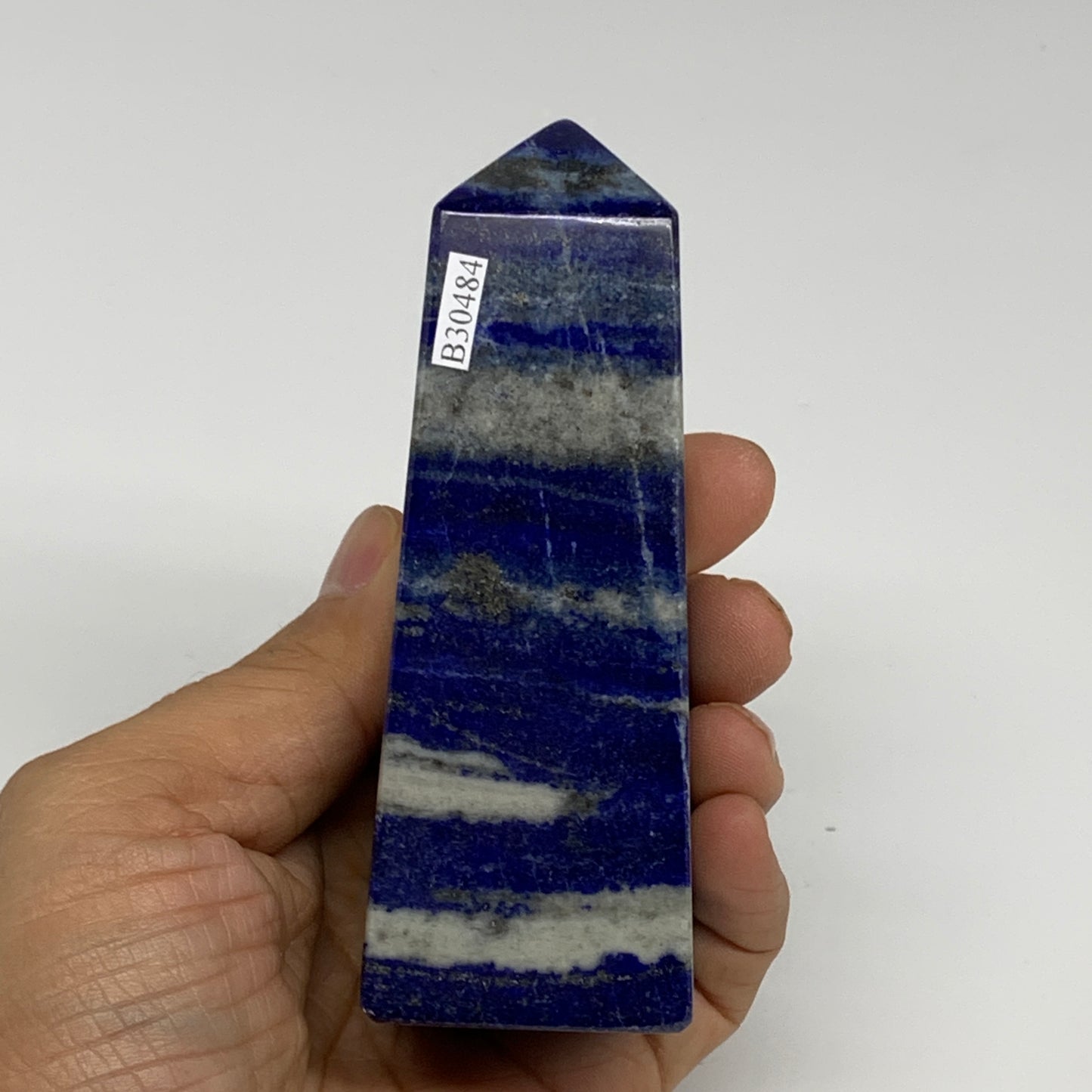 311.2g, 4.1"x1.4"x1.4", Natural Lapis Lazuli Tower Point Obelisk Afghanistan,B30