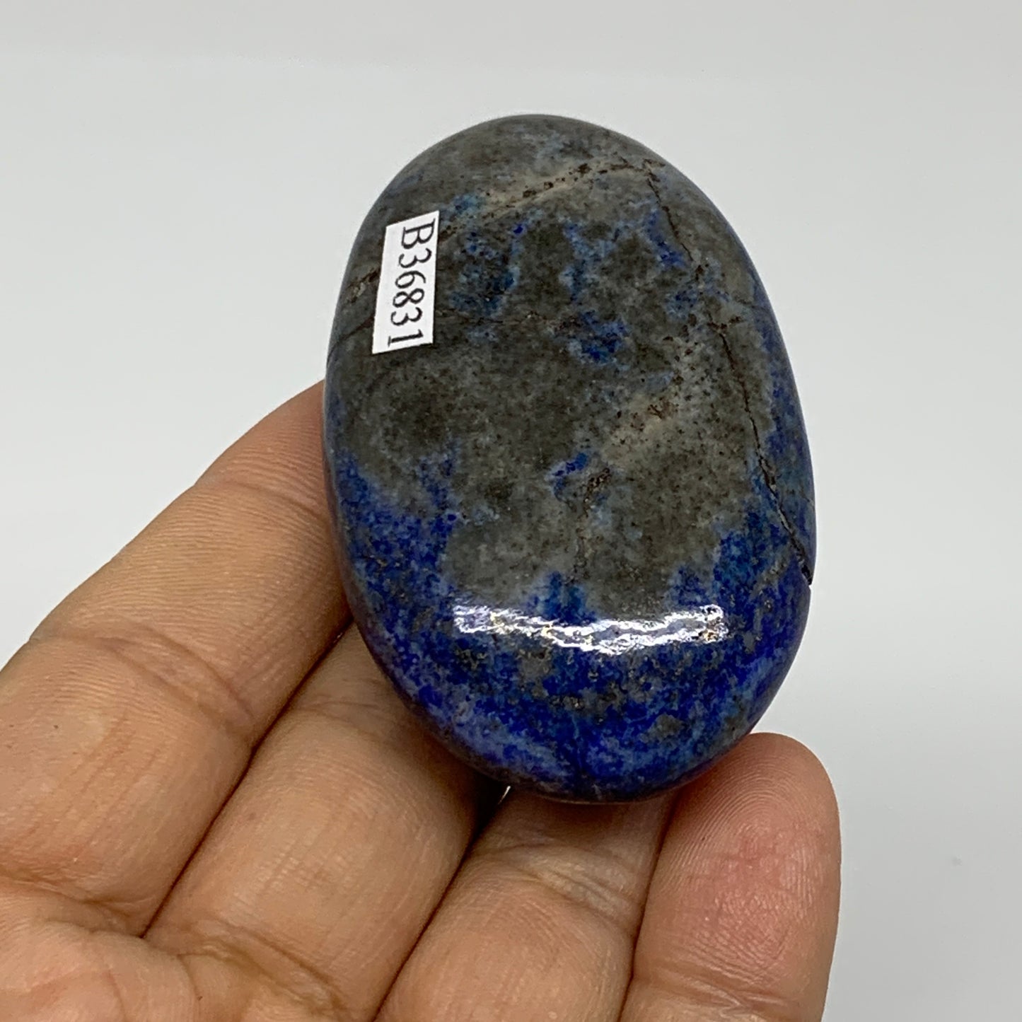 79.1g, 2.5"x1.6"x0.7", Natural Lapis Lazuli Palm Stone @Afghanistan, B36831