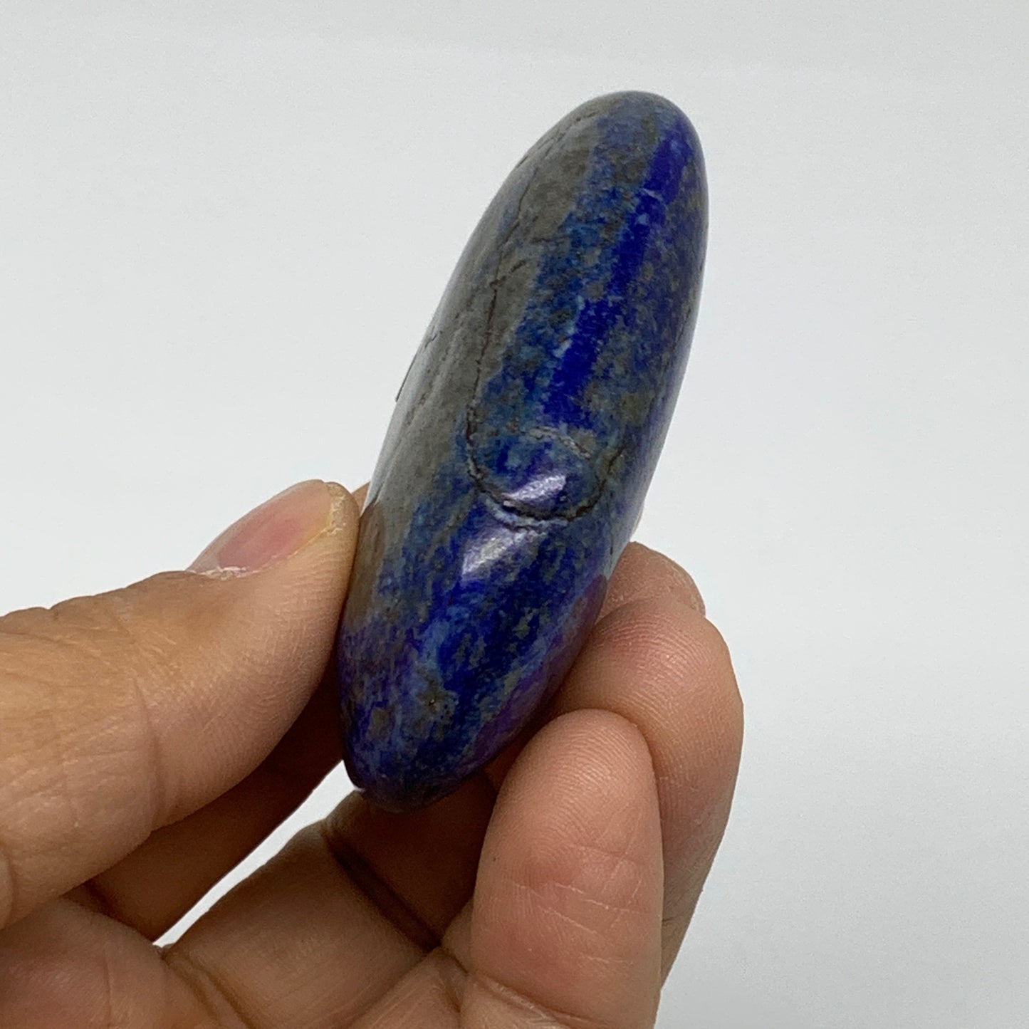 79.1g, 2.5"x1.6"x0.7", Natural Lapis Lazuli Palm Stone @Afghanistan, B36831