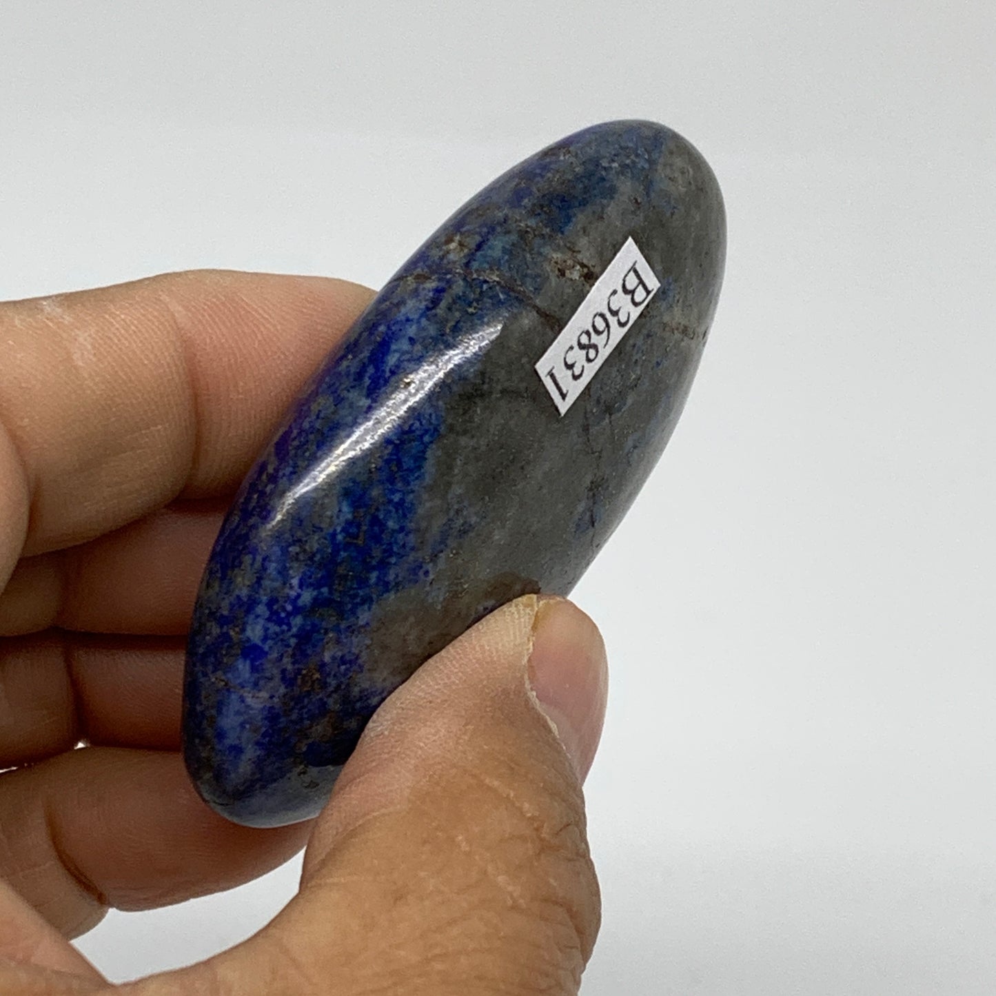 79.1g, 2.5"x1.6"x0.7", Natural Lapis Lazuli Palm Stone @Afghanistan, B36831