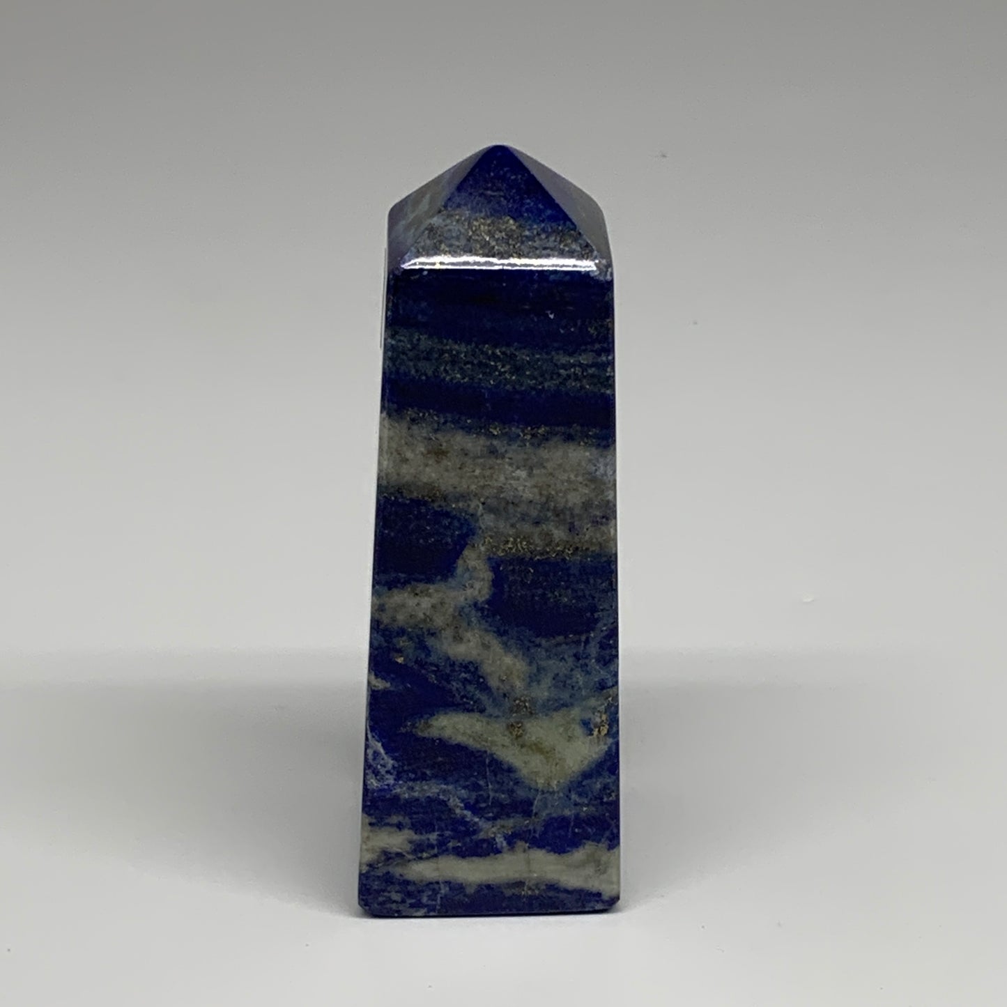 311.2g, 4.1"x1.4"x1.4", Natural Lapis Lazuli Tower Point Obelisk Afghanistan,B30