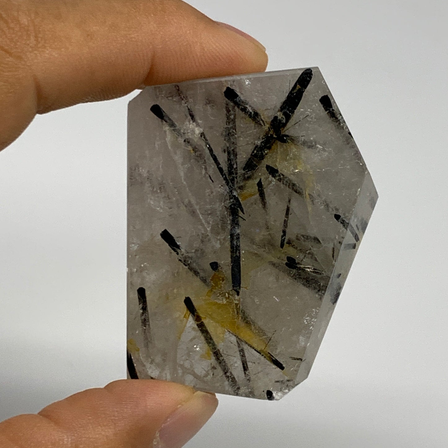 57.8g, 1.9"x1.4"x0.7", Black Tourmaline Rutile Quartz Crystal Chunk @Brazil,B274