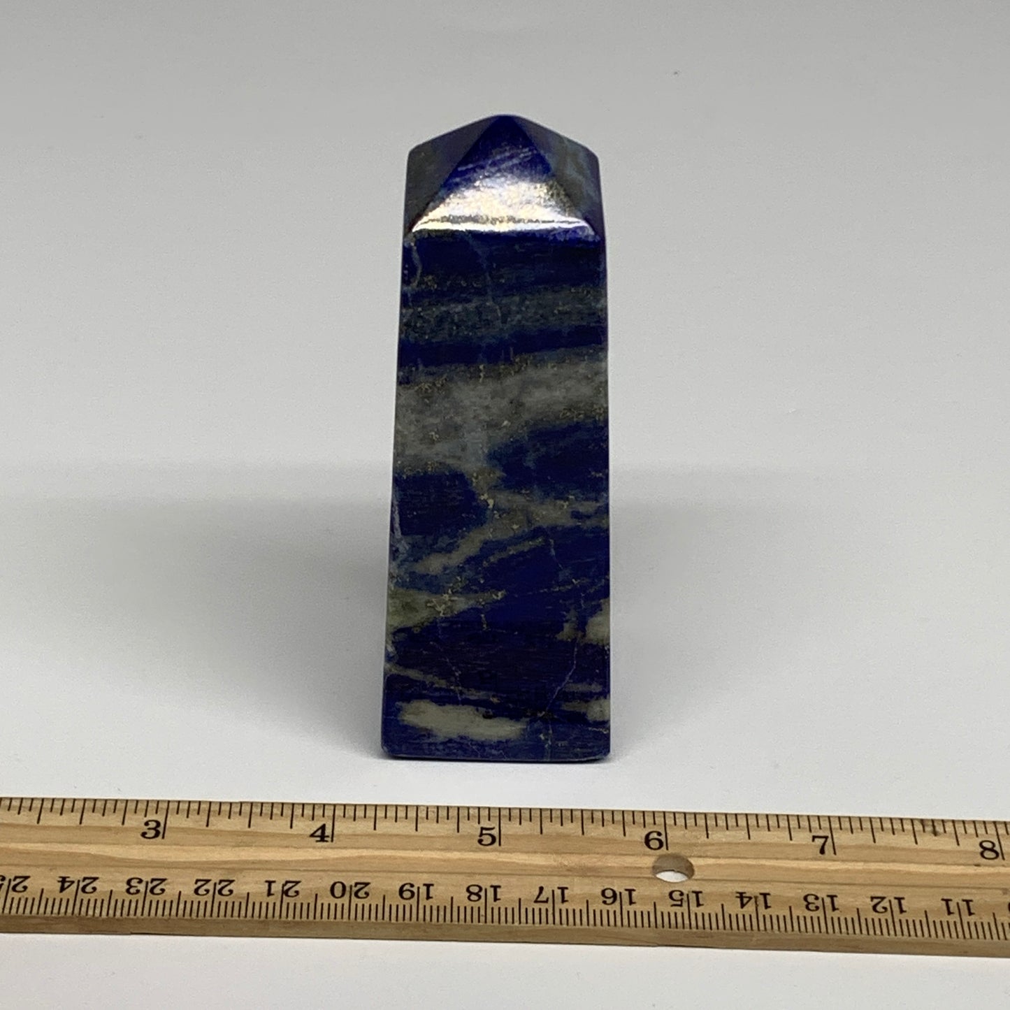 311.2g, 4.1"x1.4"x1.4", Natural Lapis Lazuli Tower Point Obelisk Afghanistan,B30