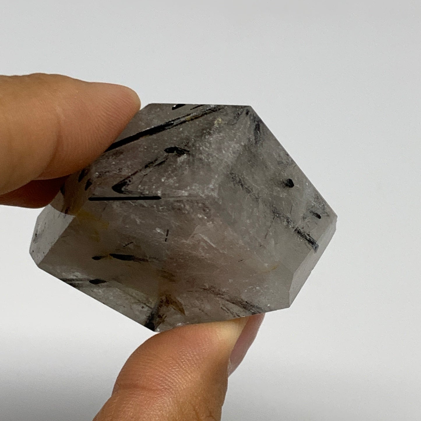 57.8g, 1.9"x1.4"x0.7", Black Tourmaline Rutile Quartz Crystal Chunk @Brazil,B274