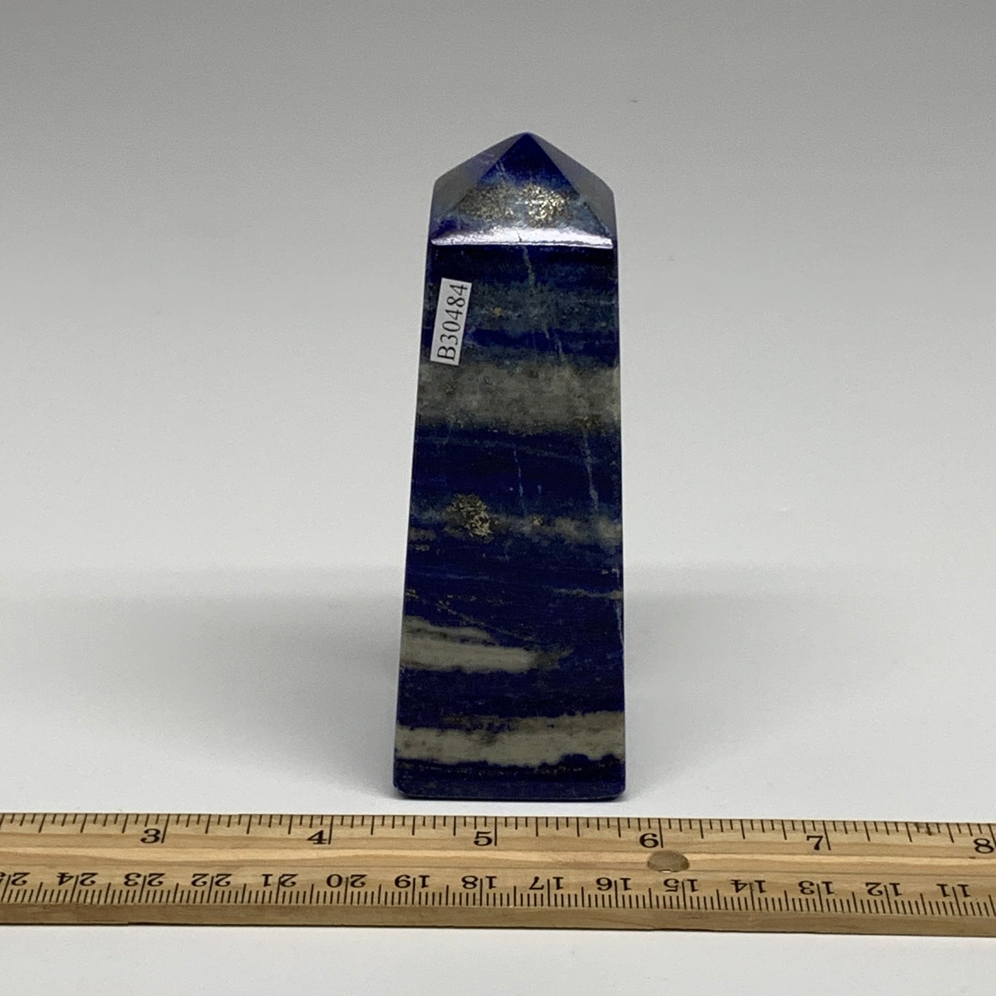 311.2g, 4.1"x1.4"x1.4", Natural Lapis Lazuli Tower Point Obelisk Afghanistan,B30