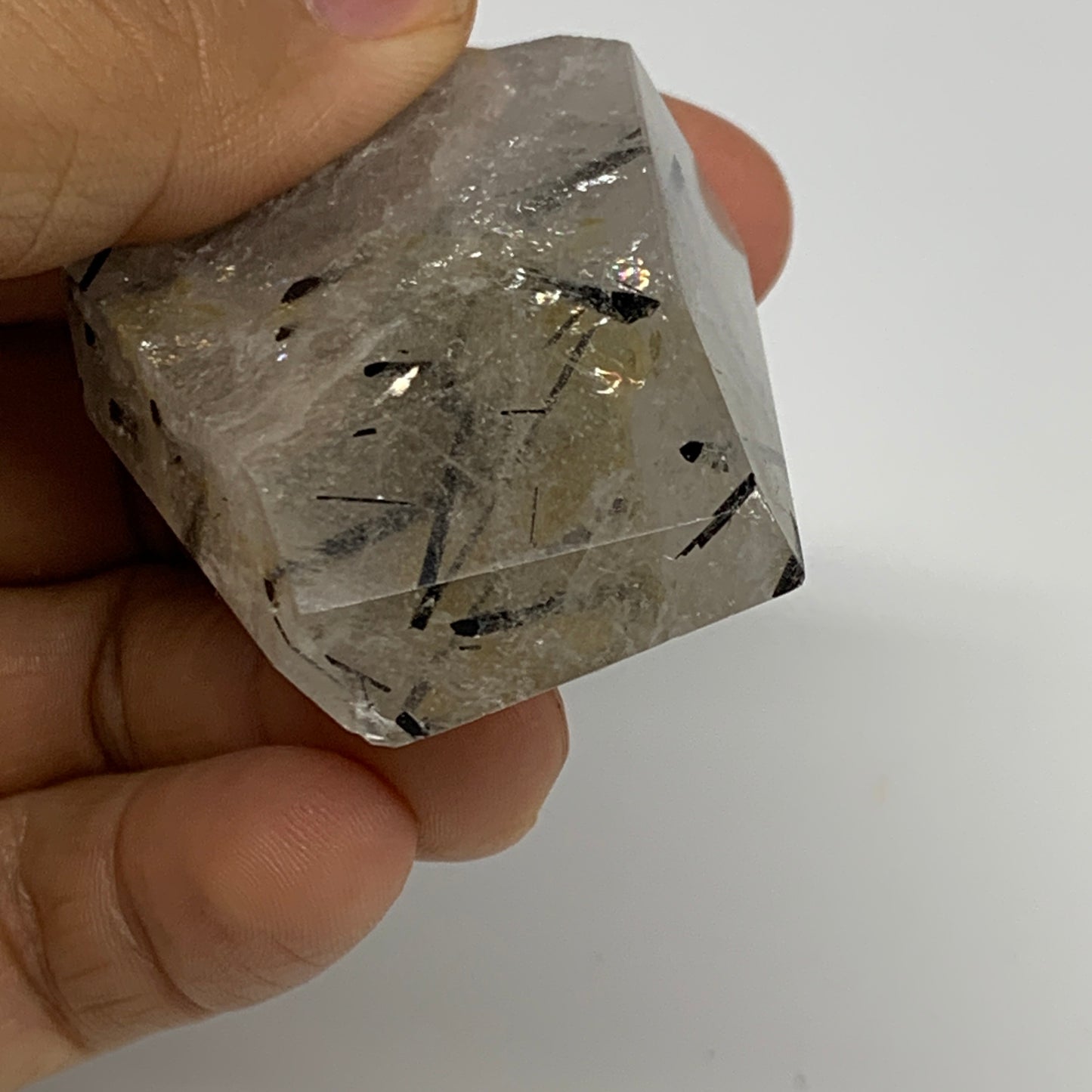 57.8g, 1.9"x1.4"x0.7", Black Tourmaline Rutile Quartz Crystal Chunk @Brazil,B274