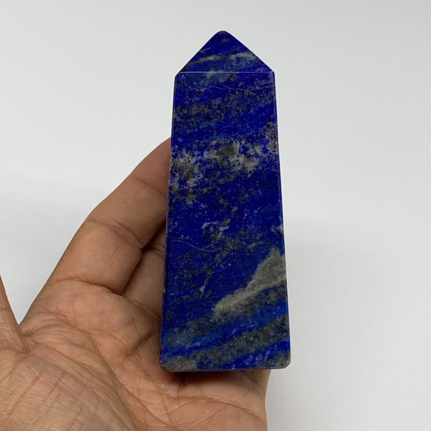 273.6g, 3.8"x1.4"x1.4", Natural Lapis Lazuli Tower Point Obelisk Afghanistan,B30