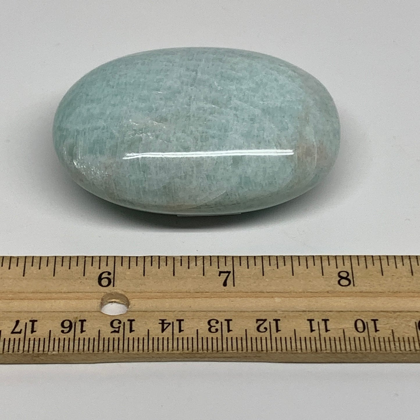 114.6g, 2.6"x1.8"x1", Natural Amazonite Palm-Stone Tumbled Polished, B34680